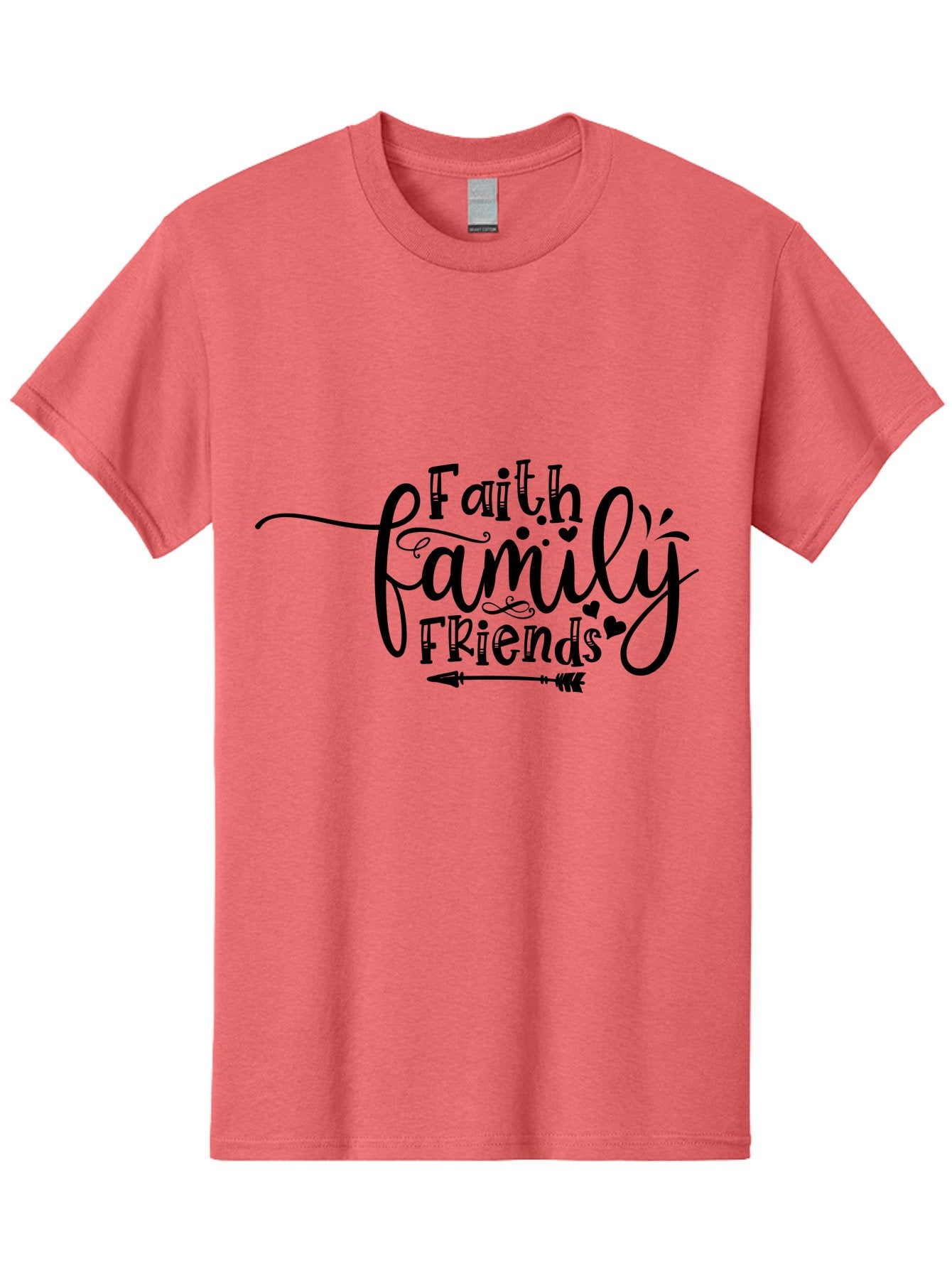 Faith Family Friends Men'S Graphic Tee, 100% Cotton, Comfortable Casual Summer Wear, Machine Washable, Faith, Family, Friends, Inspirational Quote, Heartwarming Phrase, Friendship Goals, Motivational Words, Arrow Symbol, Decorative Hearts Aae274 5