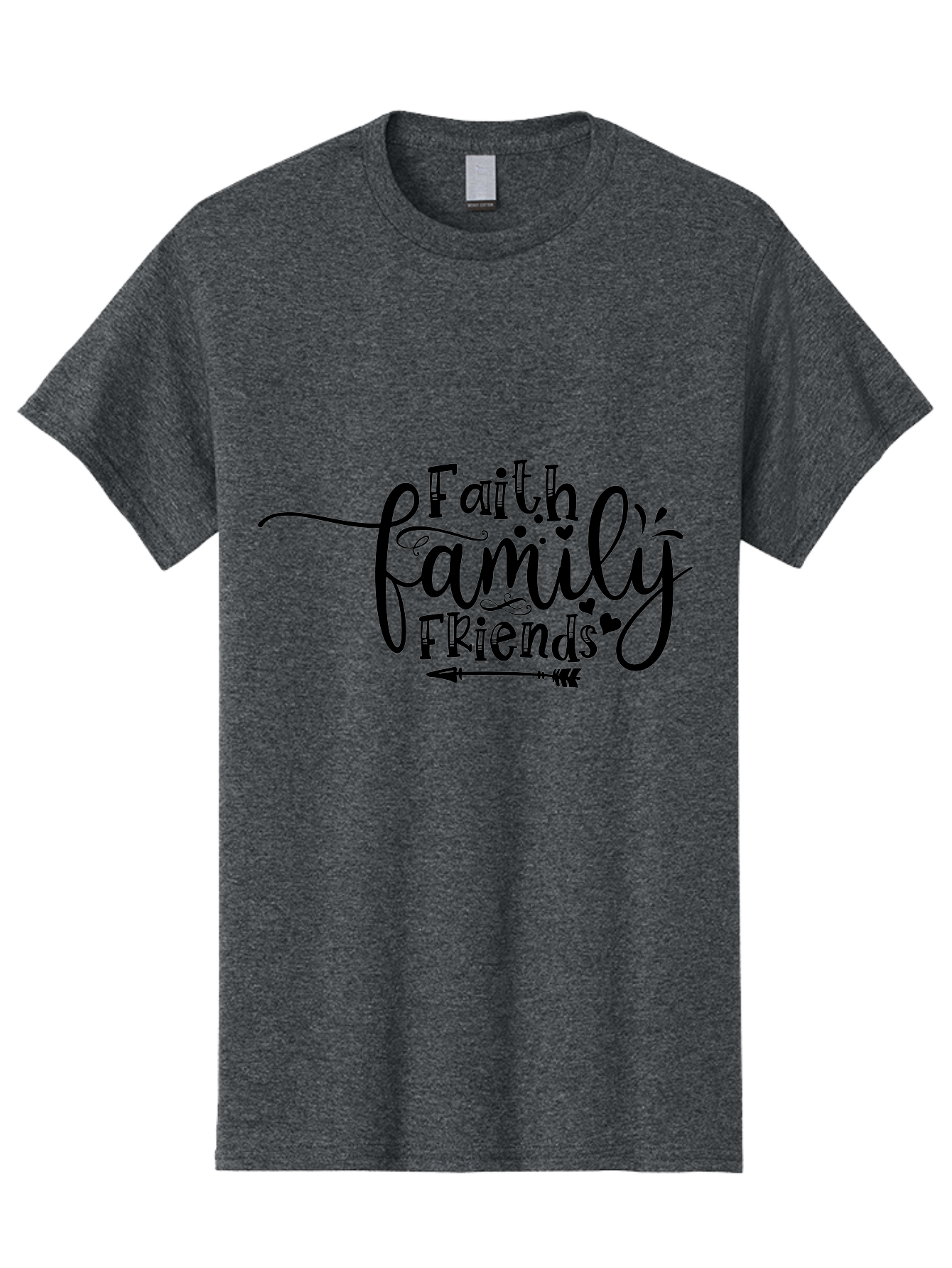 Faith Family Friends Men'S Graphic Tee, 100% Cotton, Comfortable Casual Summer Wear, Machine Washable, Faith, Family, Friends, Inspirational Quote, Heartwarming Phrase, Friendship Goals, Motivational Words, Arrow Symbol, Decorative Hearts Aae274 5