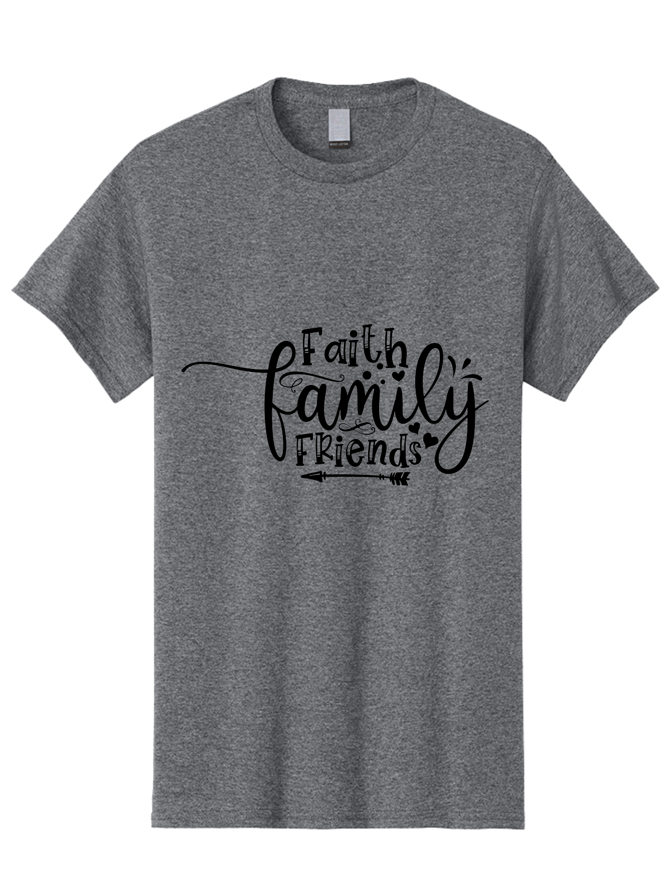 Faith Family Friends Men'S Graphic Tee, 100% Cotton, Comfortable Casual Summer Wear, Machine Washable, Faith, Family, Friends, Inspirational Quote, Heartwarming Phrase, Friendship Goals, Motivational Words, Arrow Symbol, Decorative Hearts Aae274 25
