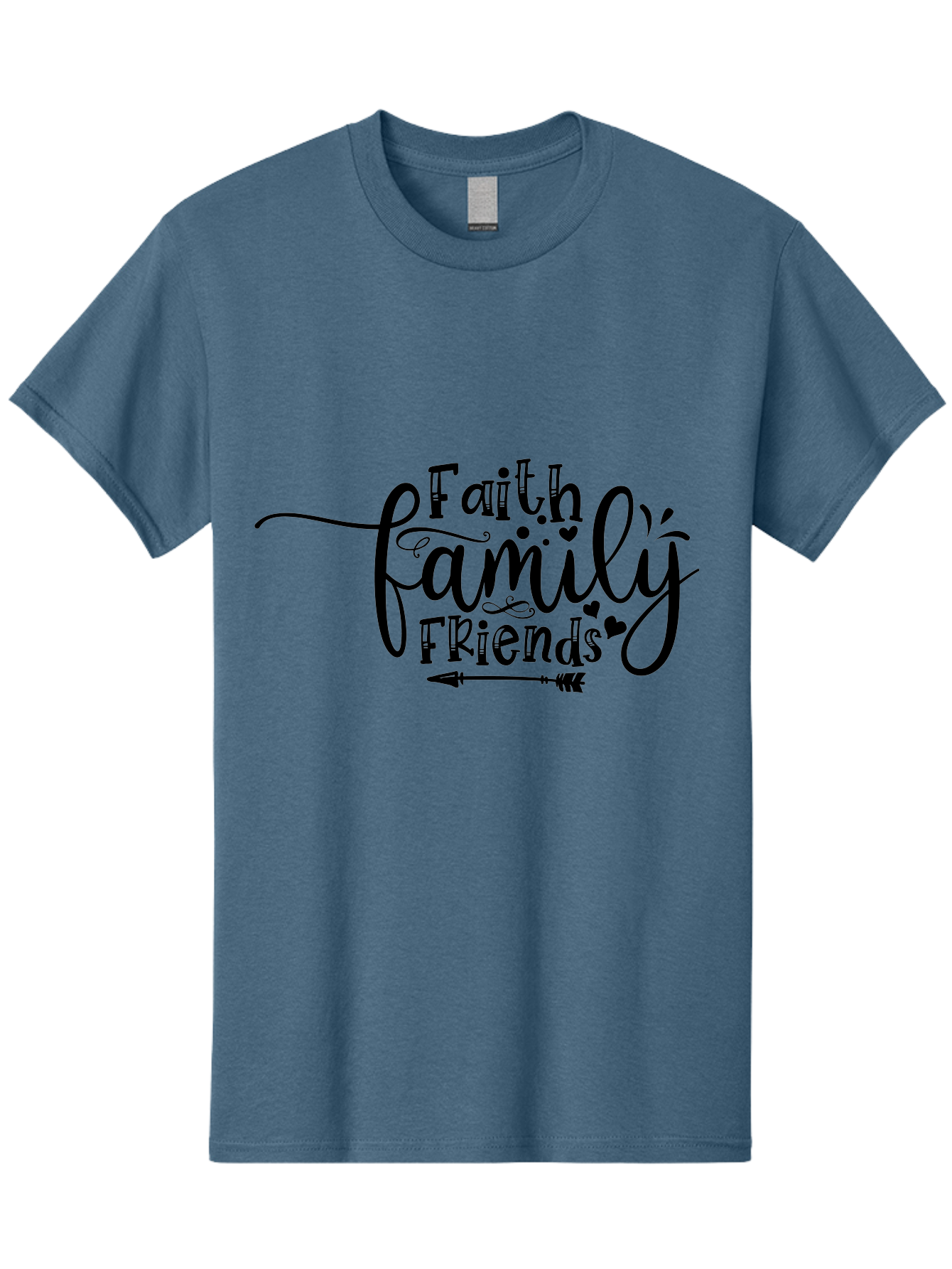 Faith Family Friends Men'S Graphic Tee, 100% Cotton, Comfortable Casual Summer Wear, Machine Washable, Faith, Family, Friends, Inspirational Quote, Heartwarming Phrase, Friendship Goals, Motivational Words, Arrow Symbol, Decorative Hearts Aae274 21