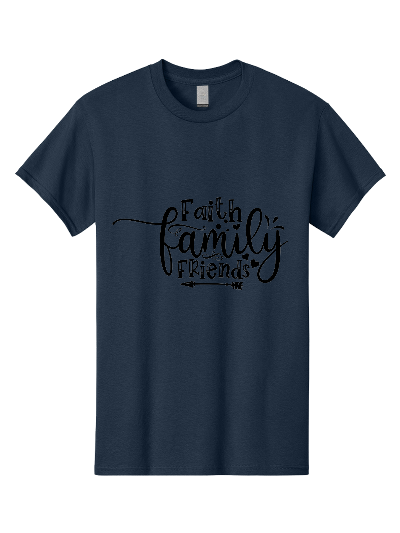 Faith Family Friends Men'S Graphic Tee, 100% Cotton, Comfortable Casual Summer Wear, Machine Washable, Faith, Family, Friends, Inspirational Quote, Heartwarming Phrase, Friendship Goals, Motivational Words, Arrow Symbol, Decorative Hearts Aae274 29