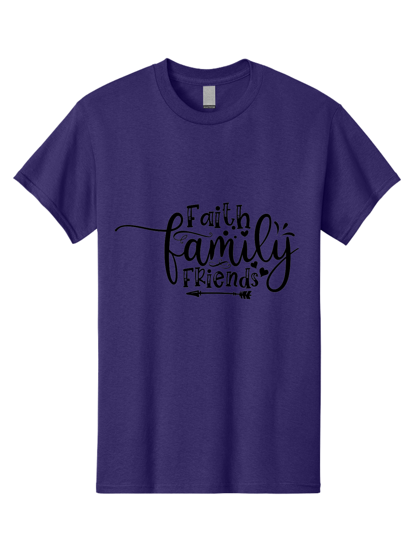 Faith Family Friends Men'S Graphic Tee, 100% Cotton, Comfortable Casual Summer Wear, Machine Washable, Faith, Family, Friends, Inspirational Quote, Heartwarming Phrase, Friendship Goals, Motivational Words, Arrow Symbol, Decorative Hearts Aae274