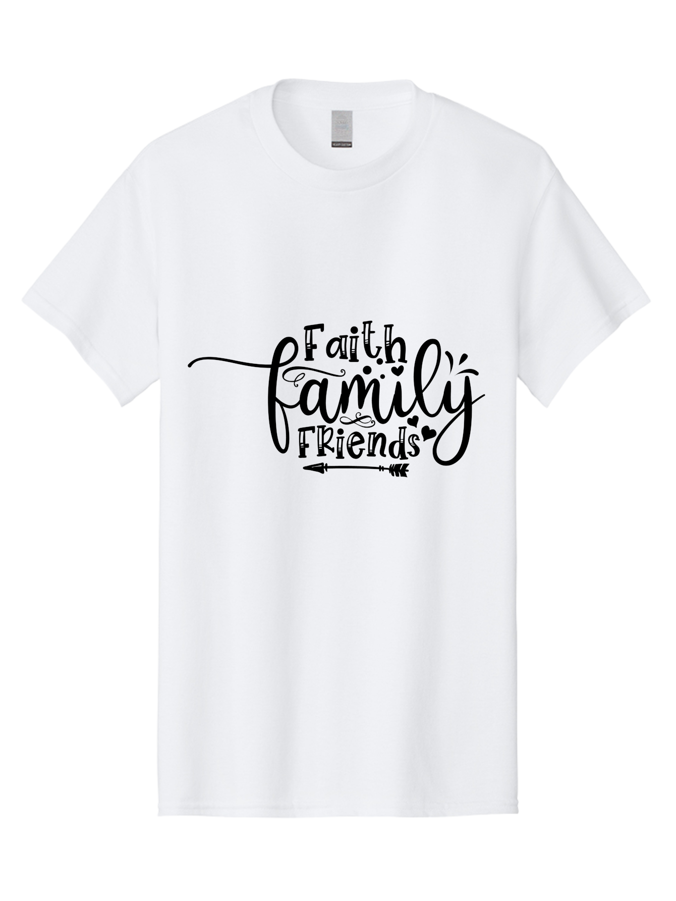 Faith Family Friends Men'S Graphic Tee, 100% Cotton, Comfortable Casual Summer Wear, Machine Washable, Faith, Family, Friends, Inspirational Quote, Heartwarming Phrase, Friendship Goals, Motivational Words, Arrow Symbol, Decorative Hearts Aae274 23