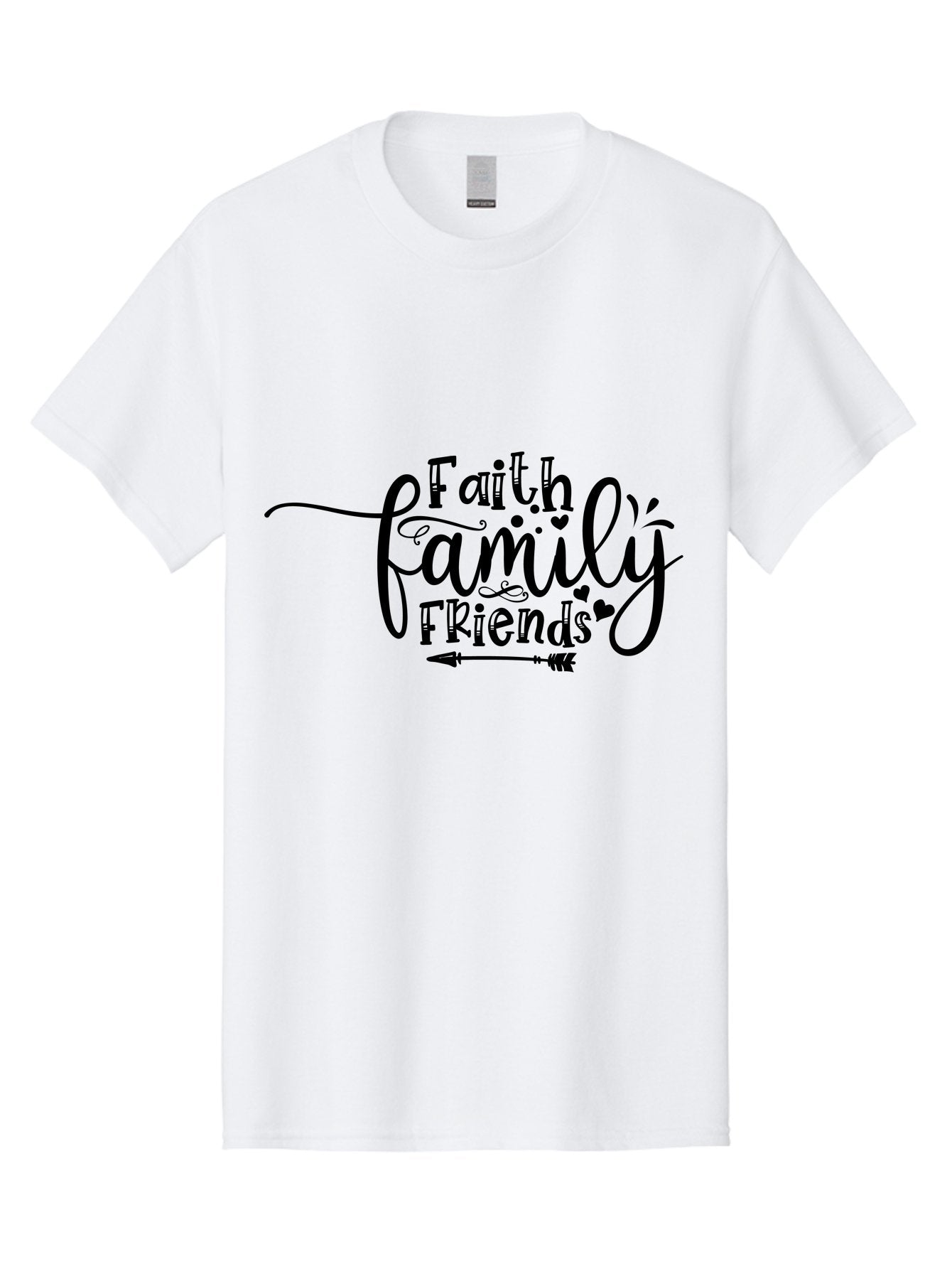 Faith Family Friends Men'S Graphic Tee, 100% Cotton, Comfortable Casual Summer Wear, Machine Washable, Faith, Family, Friends, Inspirational Quote, Heartwarming Phrase, Friendship Goals, Motivational Words, Arrow Symbol, Decorative Hearts Aae274 4