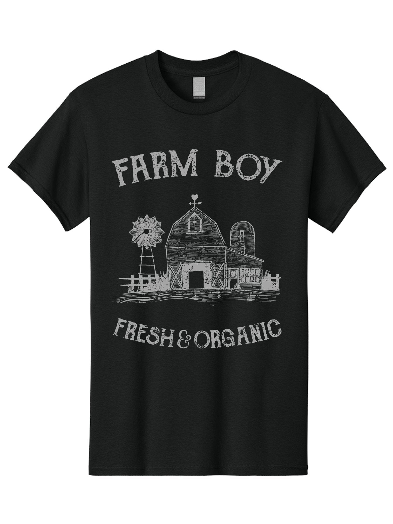 Farm Boy -Men Men'S Graphic Tee, 100% Cotton, Comfortable Casual Summer Wear, Machine Washable, Farmhouse Illustration, Barn With Silo, Farm Fresh Produce, Organic Farming, Country Lifestyle, Rustic Charm, Farm Boy, Fresh & Organic Aae276 12