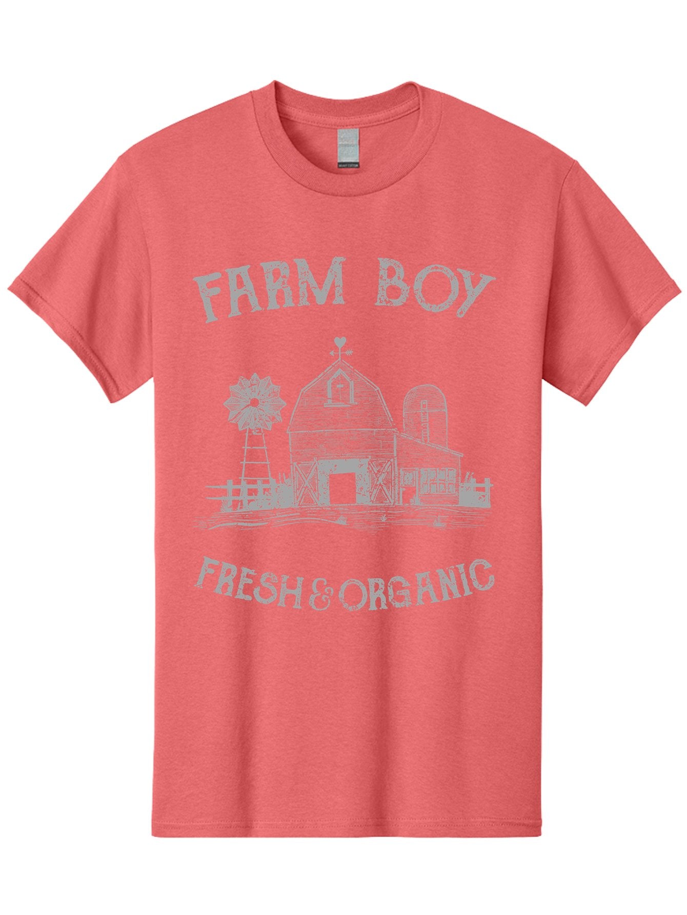 Farm Boy -Men Men'S Graphic Tee, 100% Cotton, Comfortable Casual Summer Wear, Machine Washable, Farmhouse Illustration, Barn With Silo, Farm Fresh Produce, Organic Farming, Country Lifestyle, Rustic Charm, Farm Boy, Fresh & Organic Aae276 7