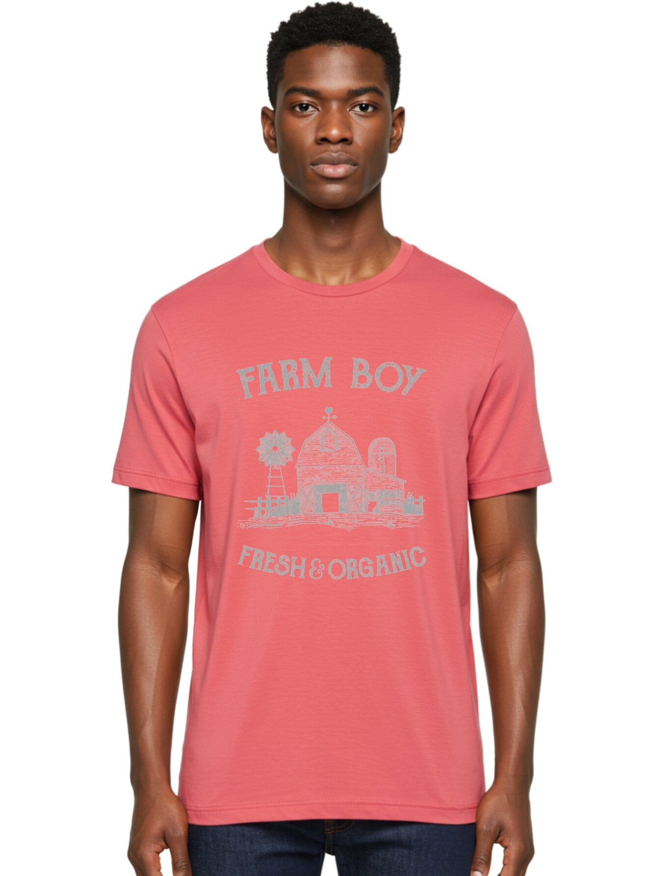 Farm Boy -Men Men'S Graphic Tee, 100% Cotton, Comfortable Casual Summer Wear, Machine Washable, Farmhouse Illustration, Barn With Silo, Farm Fresh Produce, Organic Farming, Country Lifestyle, Rustic Charm, Farm Boy, Fresh & Organic Aae276 16