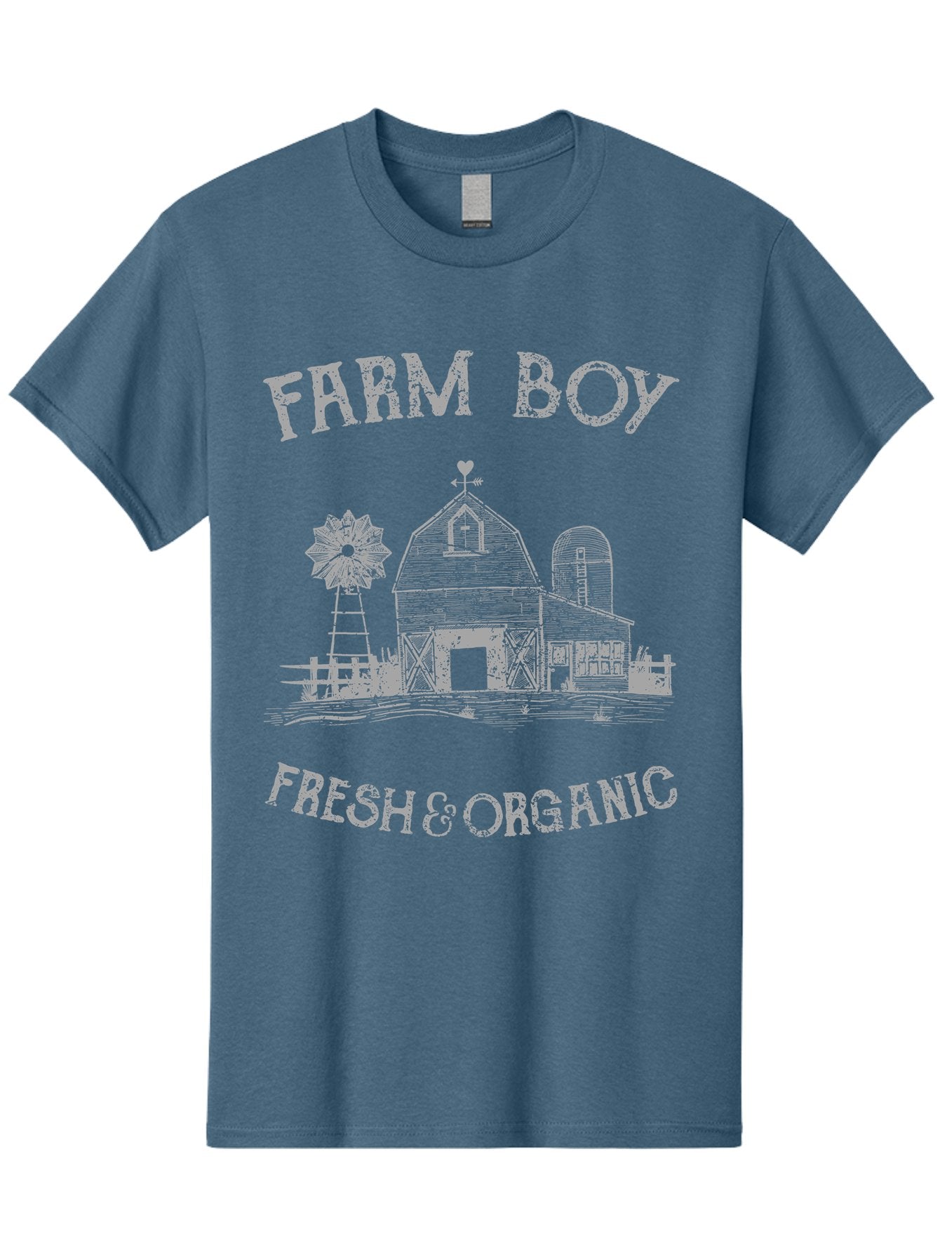 Farm Boy -Men Men'S Graphic Tee, 100% Cotton, Comfortable Casual Summer Wear, Machine Washable, Farmhouse Illustration, Barn With Silo, Farm Fresh Produce, Organic Farming, Country Lifestyle, Rustic Charm, Farm Boy, Fresh & Organic Aae276 5