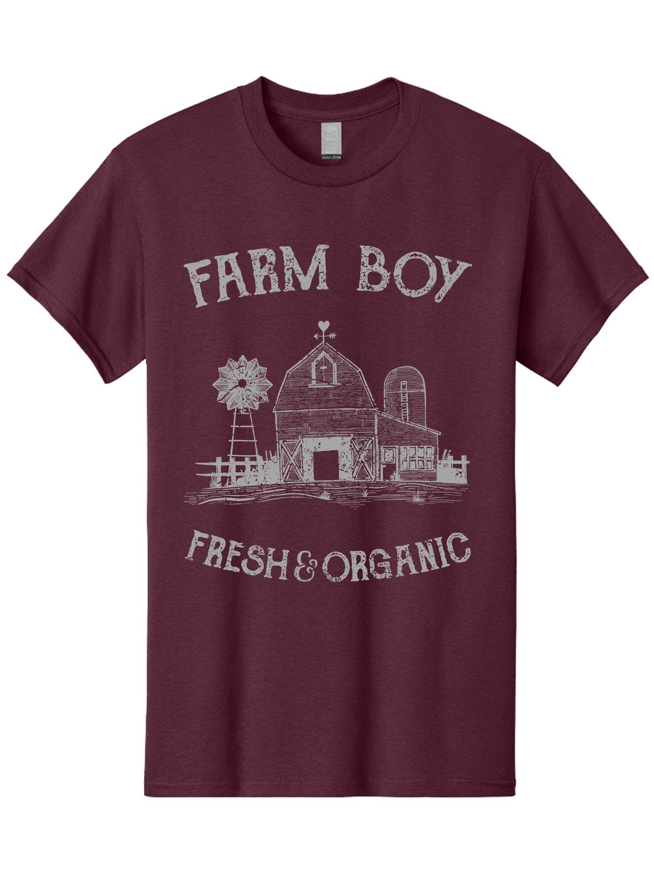 Farm Boy -Men Men'S Graphic Tee, 100% Cotton, Comfortable Casual Summer Wear, Machine Washable, Farmhouse Illustration, Barn With Silo, Farm Fresh Produce, Organic Farming, Country Lifestyle, Rustic Charm, Farm Boy, Fresh & Organic Aae276 4