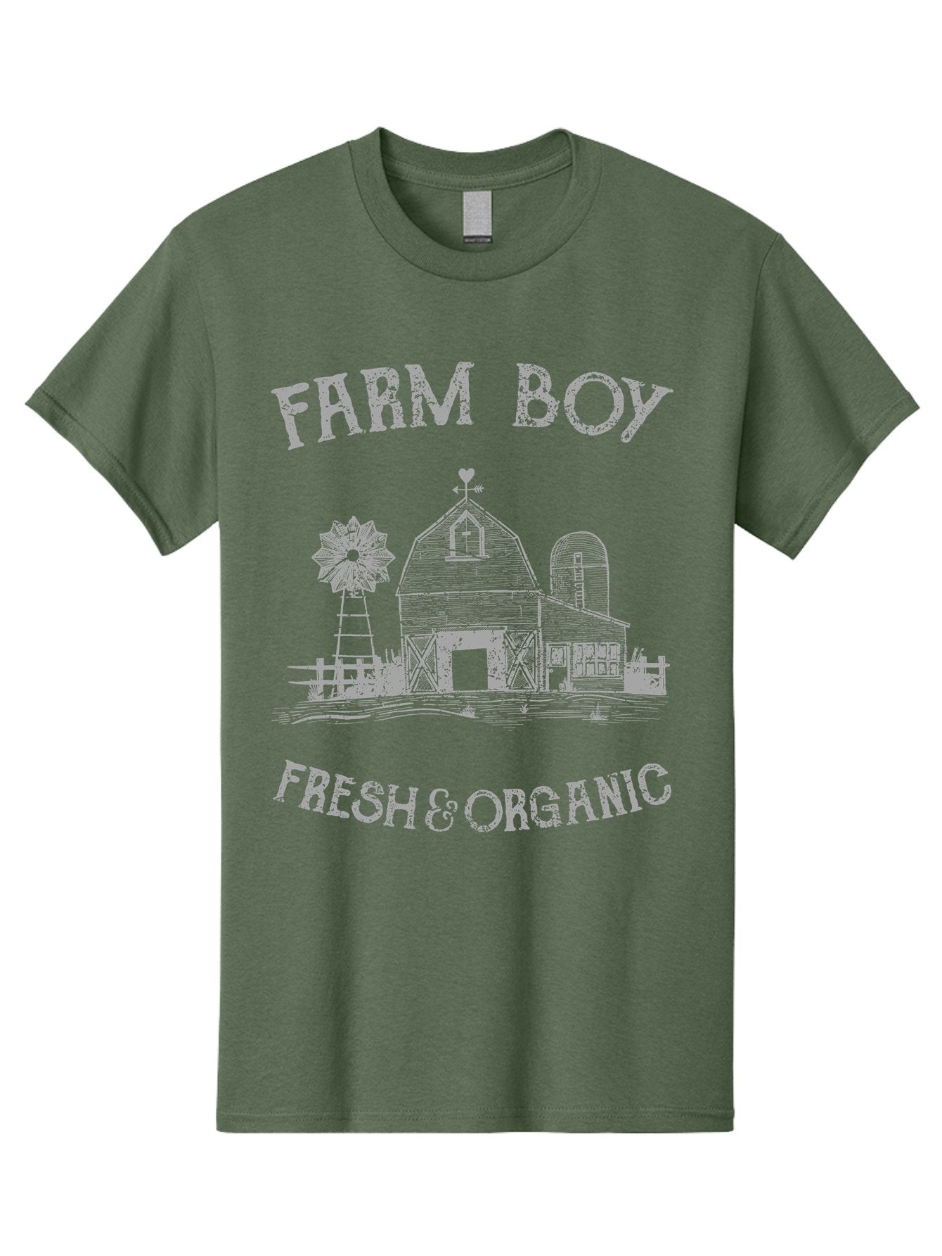 Farm Boy -Men Men'S Graphic Tee, 100% Cotton, Comfortable Casual Summer Wear, Machine Washable, Farmhouse Illustration, Barn With Silo, Farm Fresh Produce, Organic Farming, Country Lifestyle, Rustic Charm, Farm Boy, Fresh & Organic Aae276 6