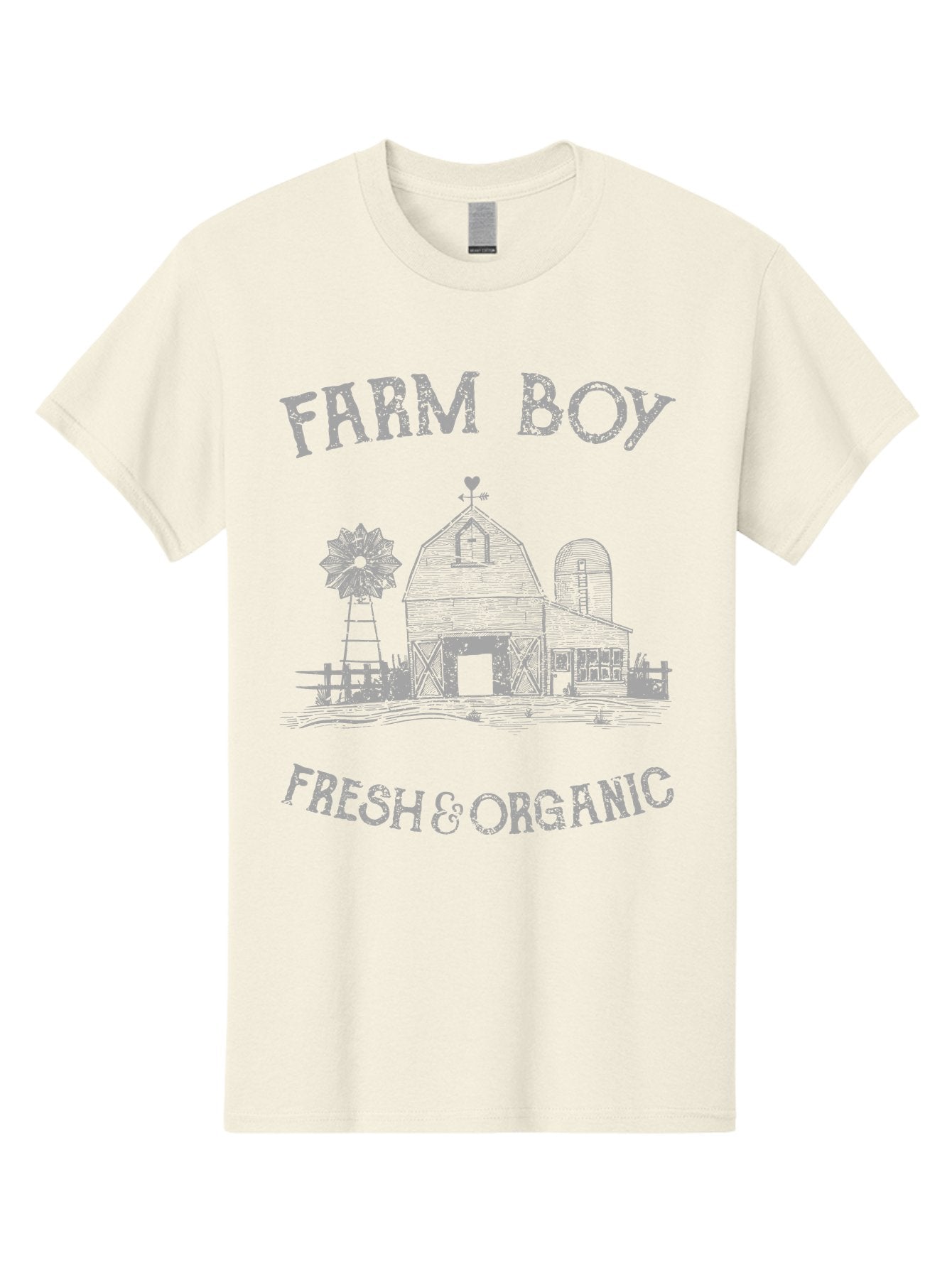 Farm Boy -Men Men'S Graphic Tee, 100% Cotton, Comfortable Casual Summer Wear, Machine Washable, Farmhouse Illustration, Barn With Silo, Farm Fresh Produce, Organic Farming, Country Lifestyle, Rustic Charm, Farm Boy, Fresh & Organic Aae276 8