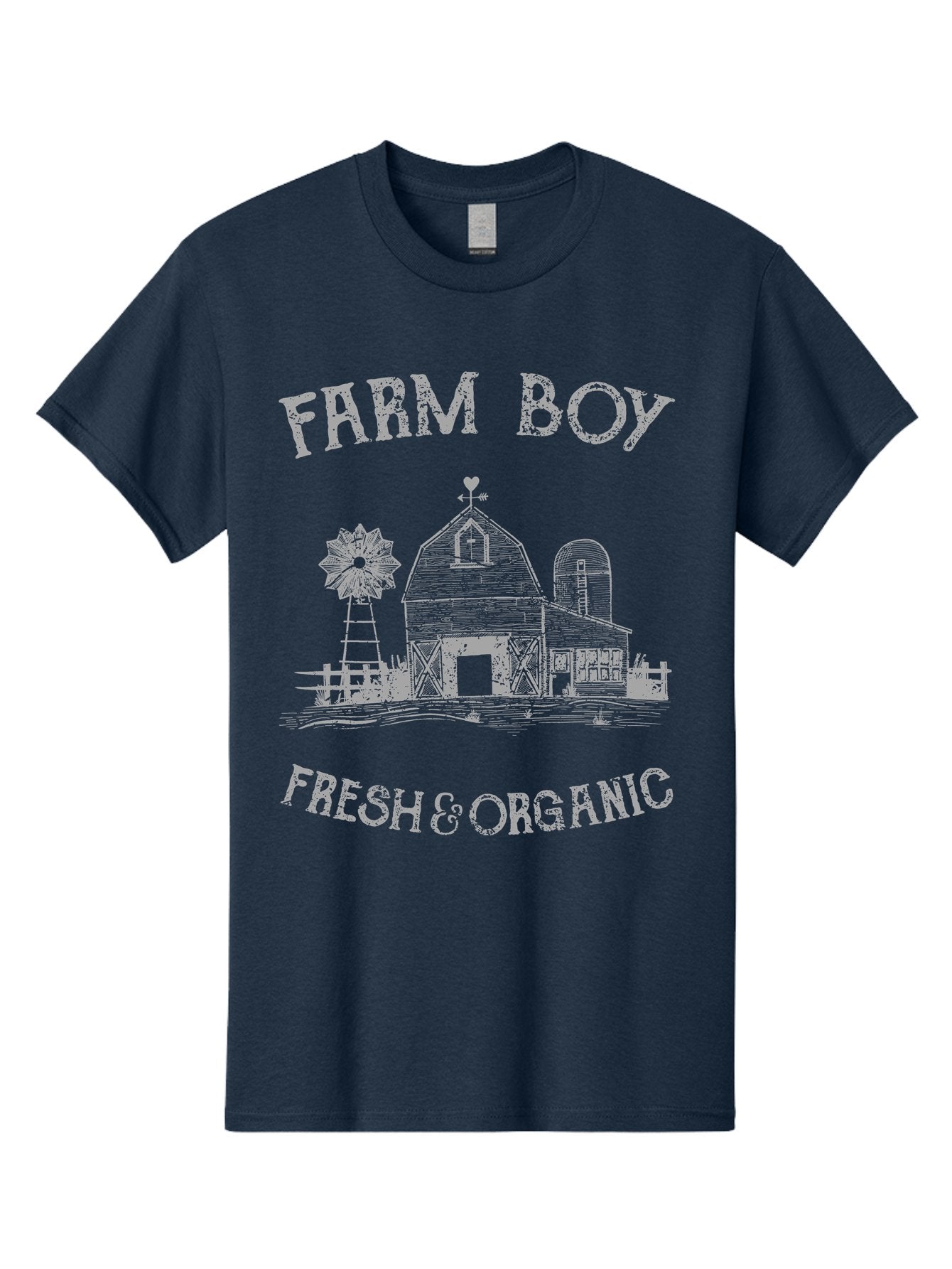 Farm Boy -Men Men'S Graphic Tee, 100% Cotton, Comfortable Casual Summer Wear, Machine Washable, Farmhouse Illustration, Barn With Silo, Farm Fresh Produce, Organic Farming, Country Lifestyle, Rustic Charm, Farm Boy, Fresh & Organic Aae276 15
