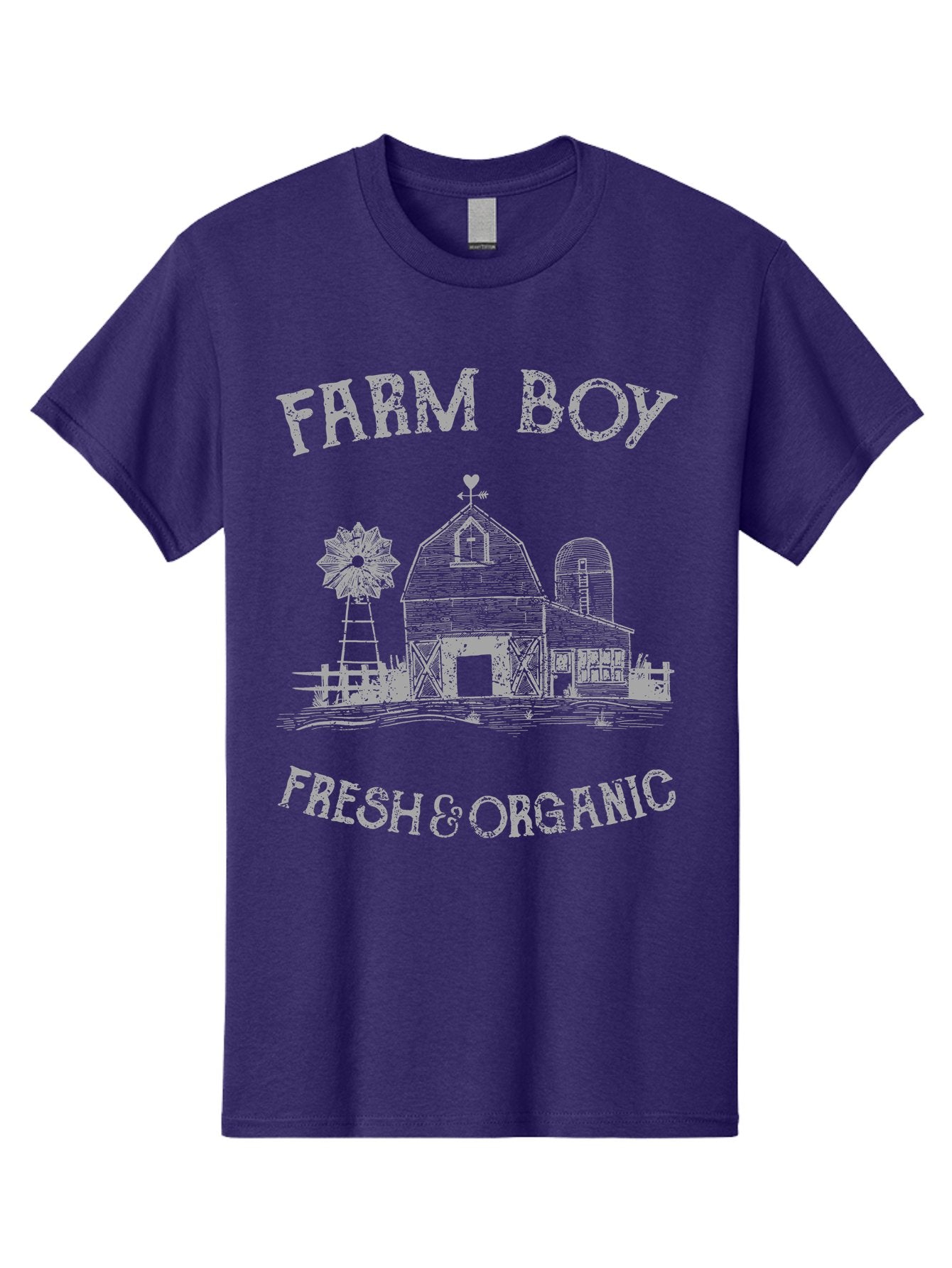 Farm Boy -Men Men'S Graphic Tee, 100% Cotton, Comfortable Casual Summer Wear, Machine Washable, Farmhouse Illustration, Barn With Silo, Farm Fresh Produce, Organic Farming, Country Lifestyle, Rustic Charm, Farm Boy, Fresh & Organic Aae276