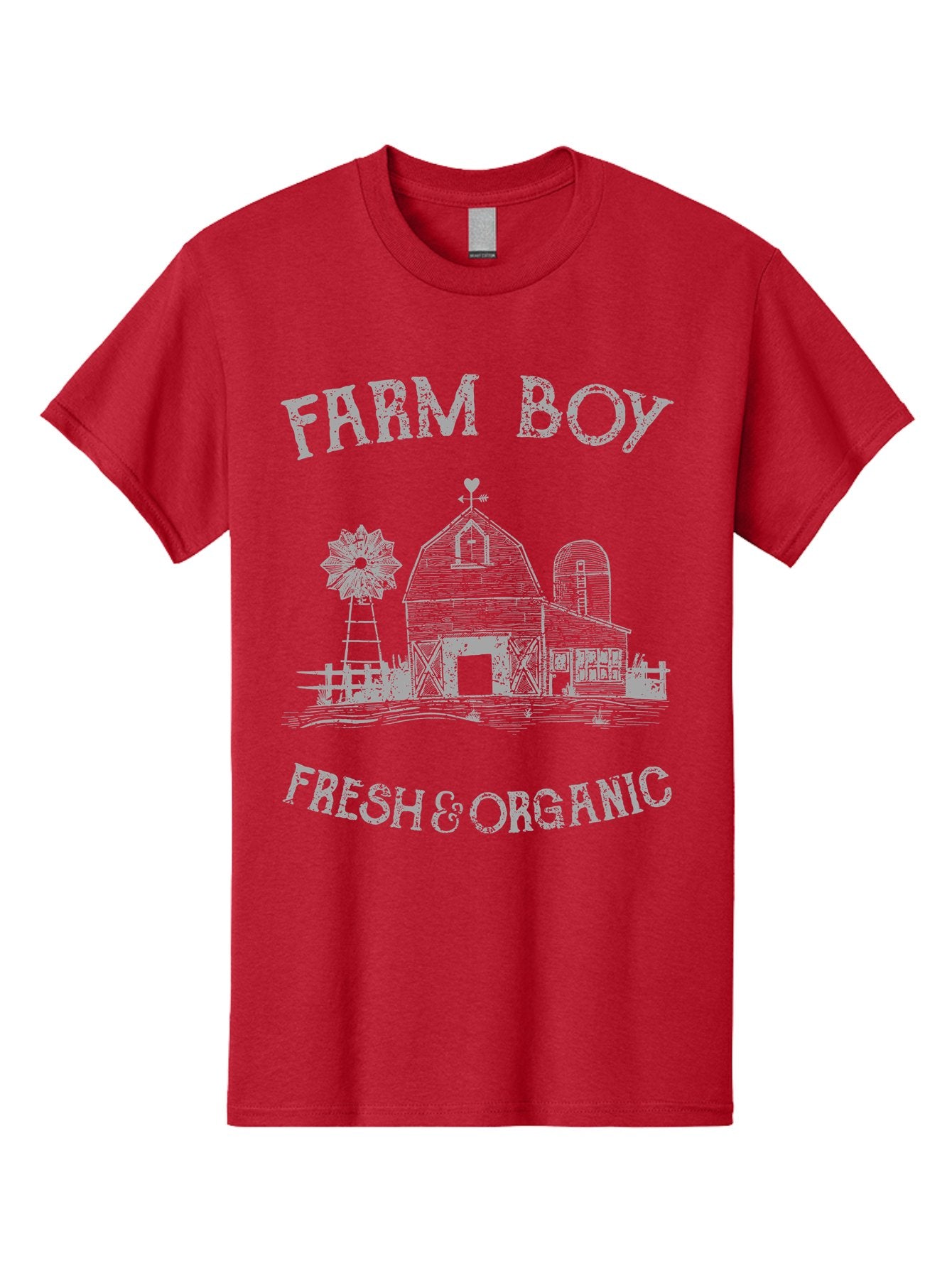 Farm Boy -Men Men'S Graphic Tee, 100% Cotton, Comfortable Casual Summer Wear, Machine Washable, Farmhouse Illustration, Barn With Silo, Farm Fresh Produce, Organic Farming, Country Lifestyle, Rustic Charm, Farm Boy, Fresh & Organic Aae276