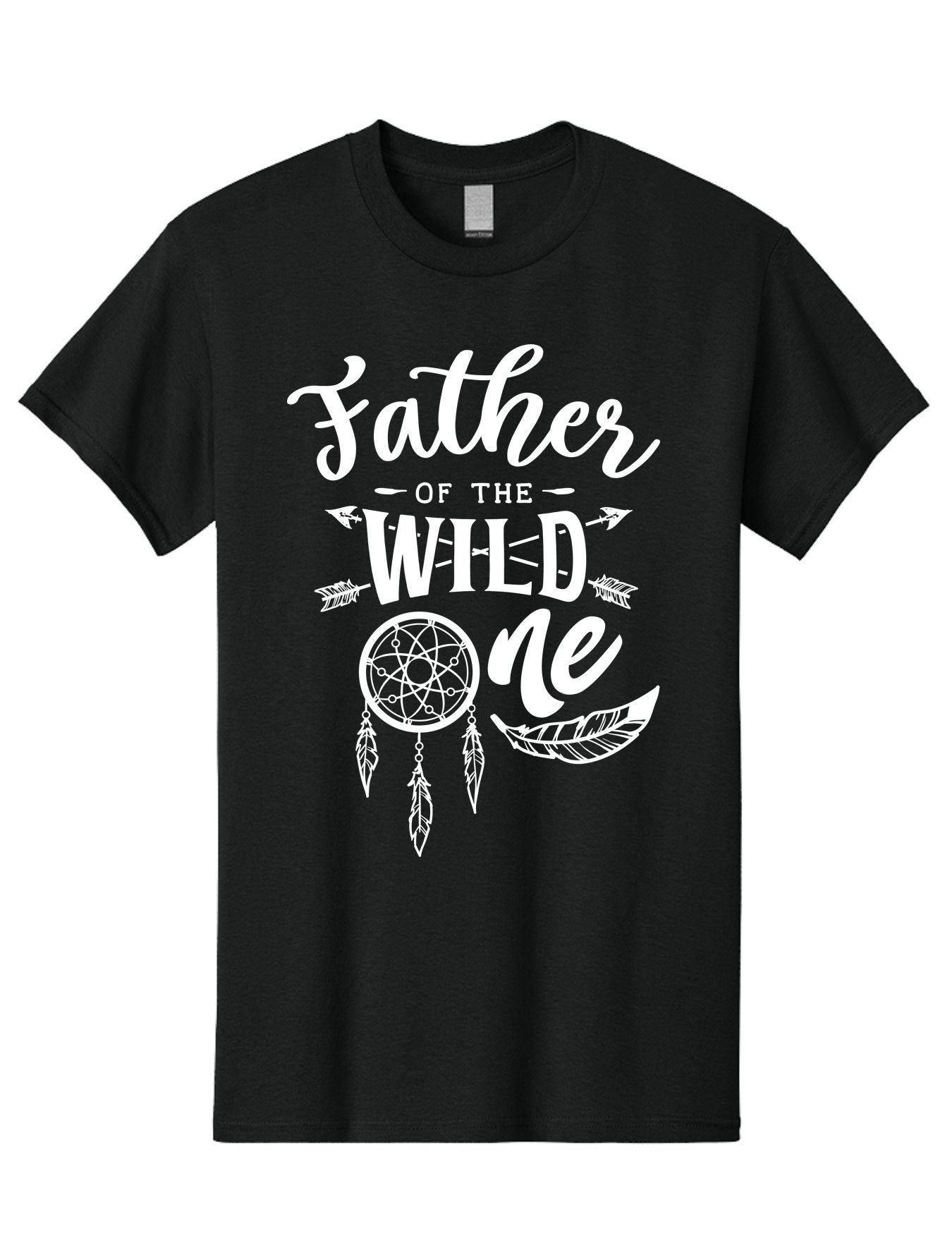 Father Of The Wild One - White Men'S Graphic Tee, 100% Cotton, Comfortable Casual Summer Wear, Machine Washable, Father'S Day Gift, Dreamcatcher Design, Wild Child, Bohemian Style, Father'S Day Quote, Dad And Me, Tribal Inspiration, Aae278