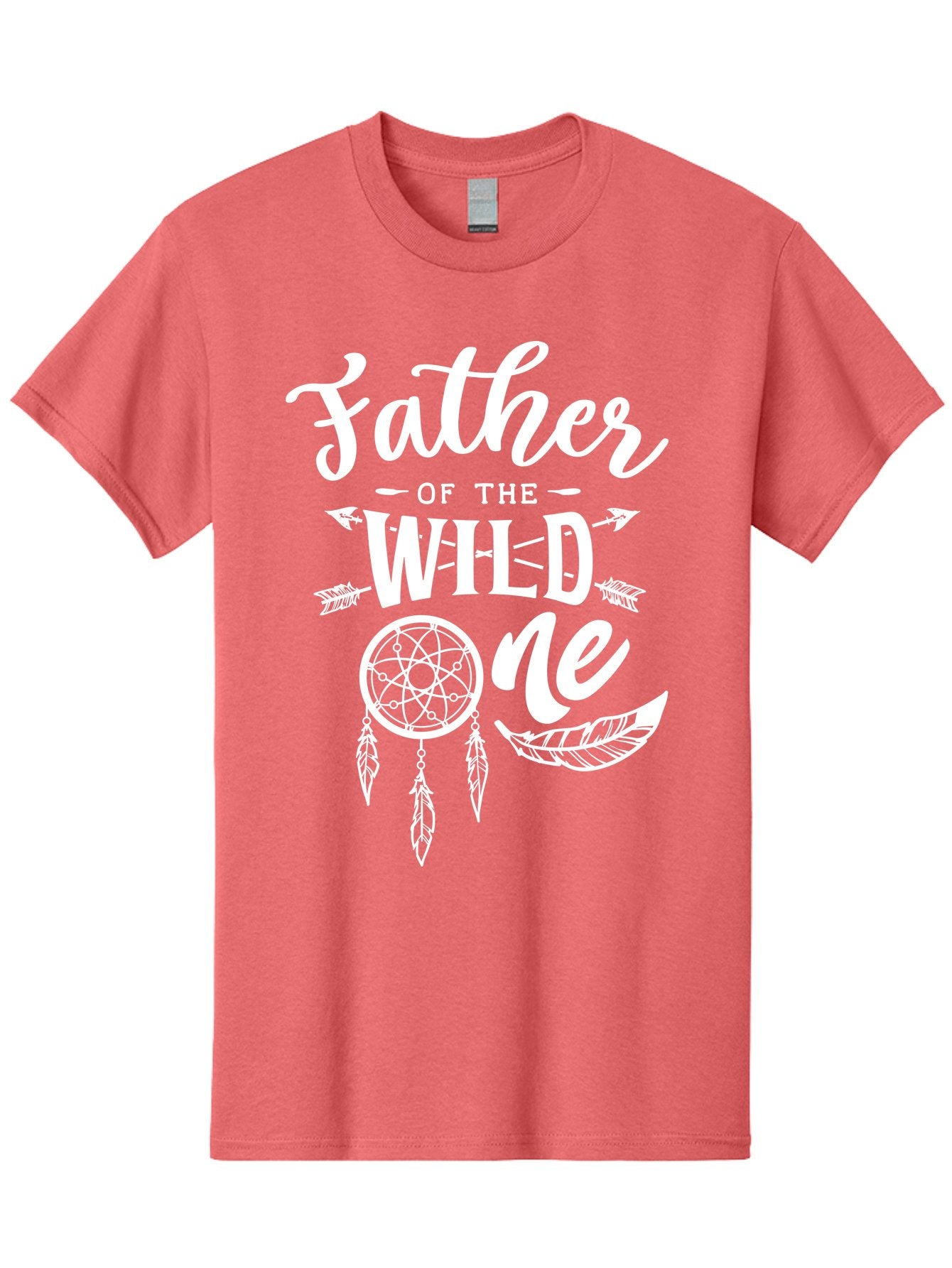 Father Of The Wild One - White Men'S Graphic Tee, 100% Cotton, Comfortable Casual Summer Wear, Machine Washable, Father'S Day Gift, Dreamcatcher Design, Wild Child, Bohemian Style, Father'S Day Quote, Dad And Me, Tribal Inspiration, Aae278 11