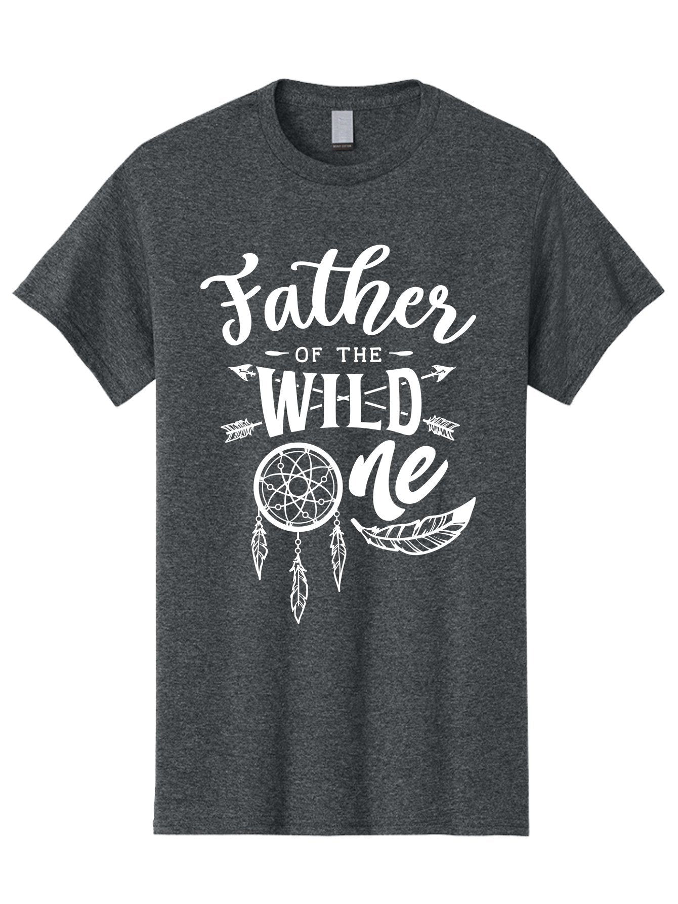 Father Of The Wild One - White Men'S Graphic Tee, 100% Cotton, Comfortable Casual Summer Wear, Machine Washable, Father'S Day Gift, Dreamcatcher Design, Wild Child, Bohemian Style, Father'S Day Quote, Dad And Me, Tribal Inspiration, Aae278 12