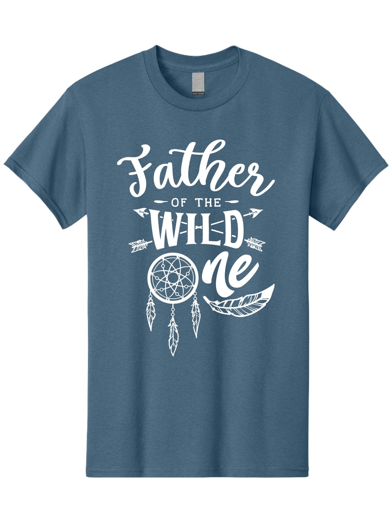 Father Of The Wild One - White Men'S Graphic Tee, 100% Cotton, Comfortable Casual Summer Wear, Machine Washable, Father'S Day Gift, Dreamcatcher Design, Wild Child, Bohemian Style, Father'S Day Quote, Dad And Me, Tribal Inspiration, Aae278 10