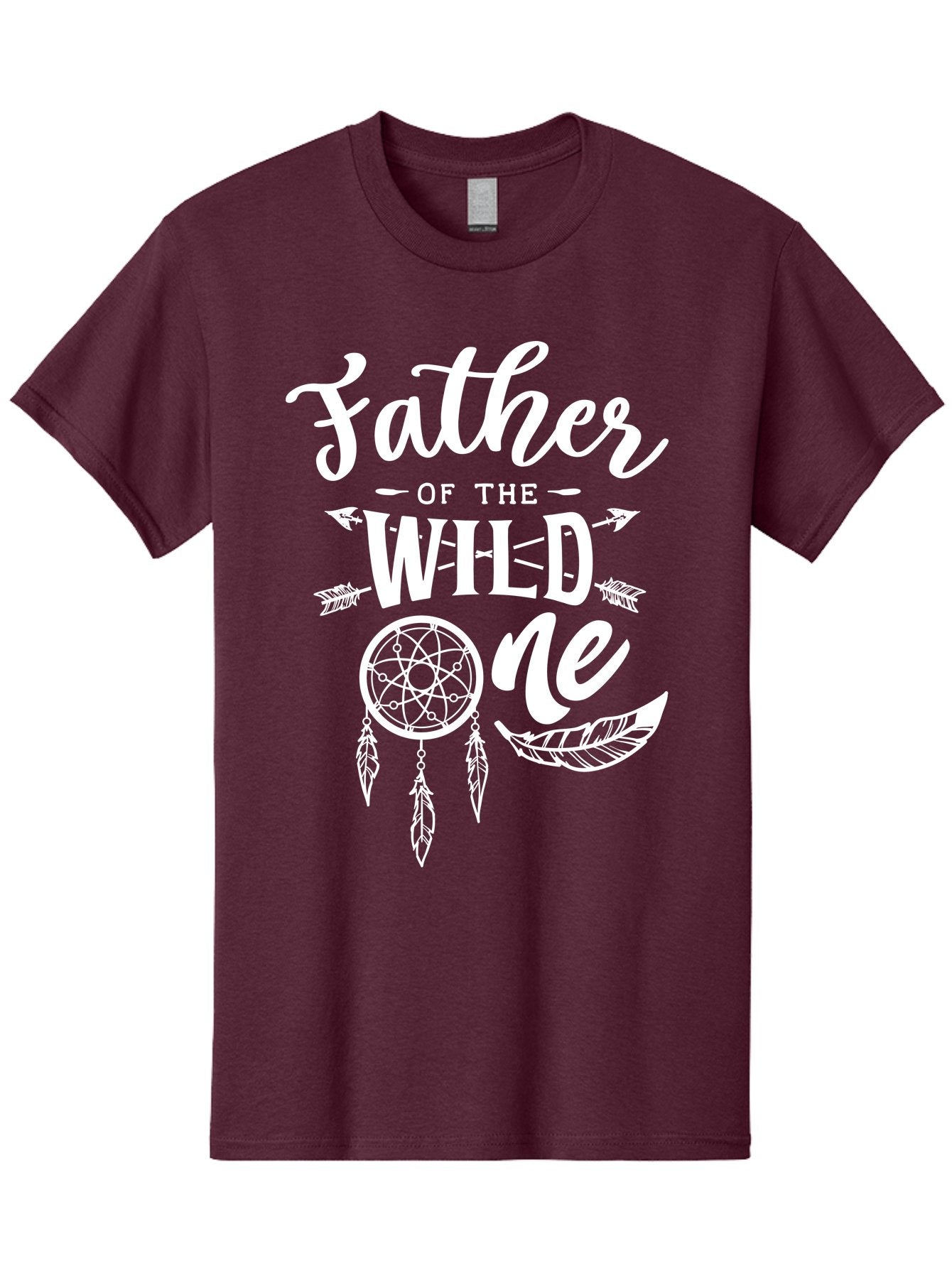 Father Of The Wild One - White Men'S Graphic Tee, 100% Cotton, Comfortable Casual Summer Wear, Machine Washable, Father'S Day Gift, Dreamcatcher Design, Wild Child, Bohemian Style, Father'S Day Quote, Dad And Me, Tribal Inspiration, Aae278 15
