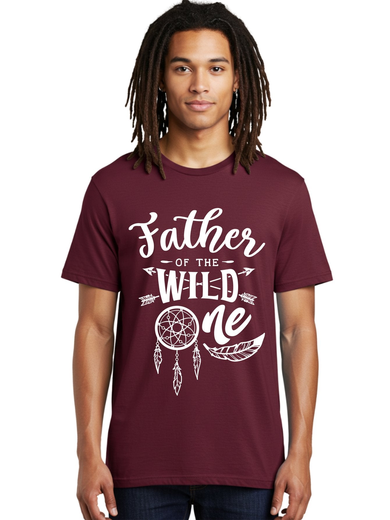 Father Of The Wild One - White Men'S Graphic Tee, 100% Cotton, Comfortable Casual Summer Wear, Machine Washable, Father'S Day Gift, Dreamcatcher Design, Wild Child, Bohemian Style, Father'S Day Quote, Dad And Me, Tribal Inspiration, Aae278 30