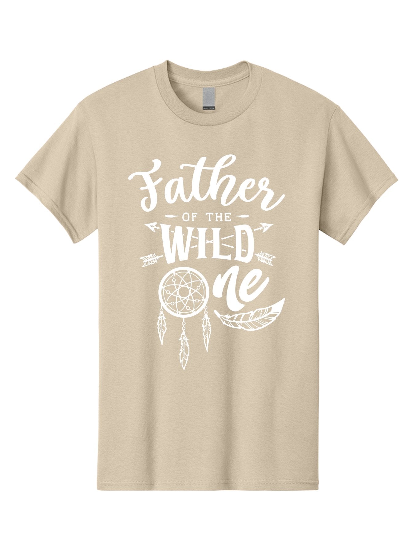 Father Of The Wild One - White Men'S Graphic Tee, 100% Cotton, Comfortable Casual Summer Wear, Machine Washable, Father'S Day Gift, Dreamcatcher Design, Wild Child, Bohemian Style, Father'S Day Quote, Dad And Me, Tribal Inspiration, Aae278 3
