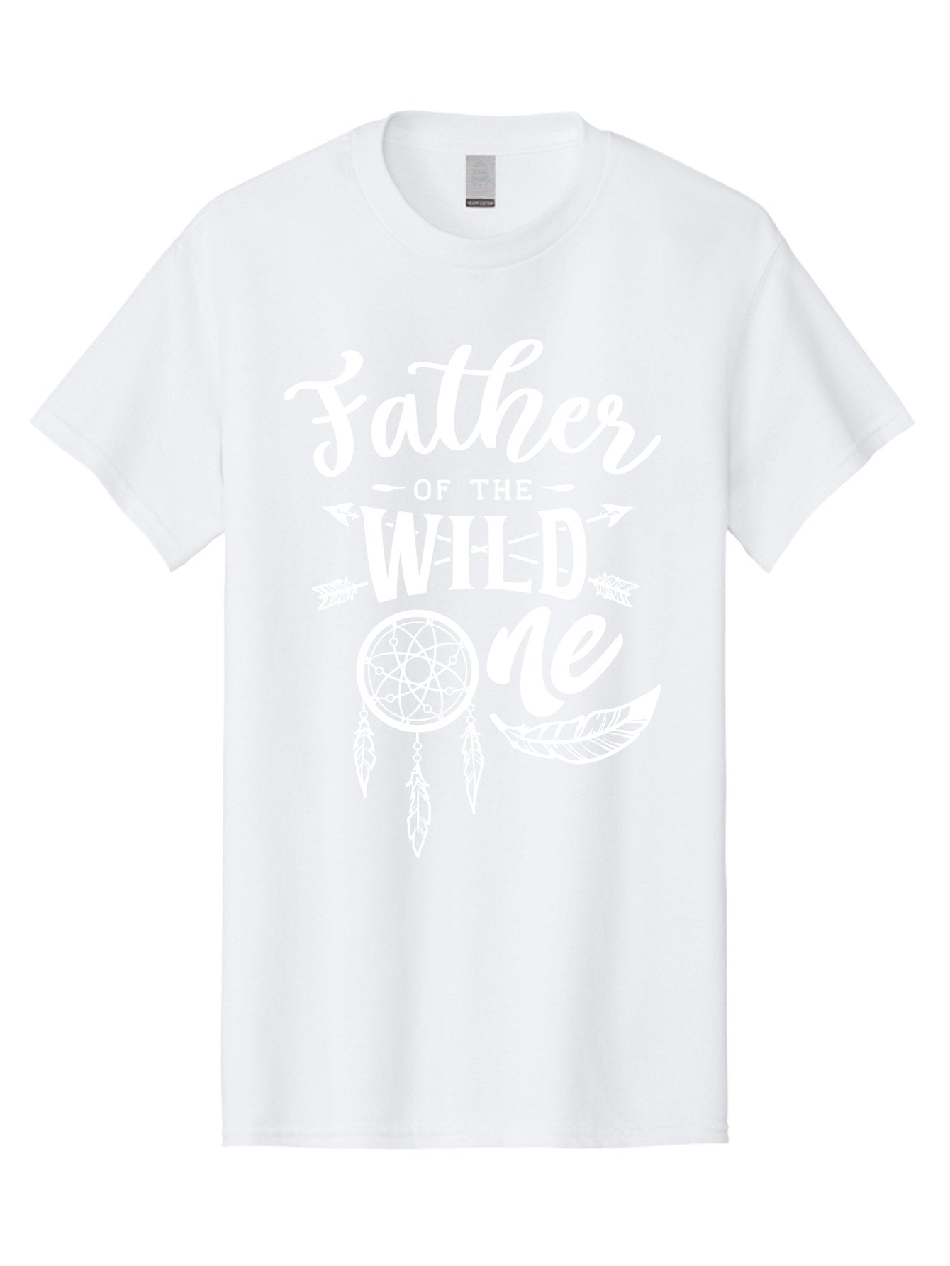 Father Of The Wild One - White Men'S Graphic Tee, 100% Cotton, Comfortable Casual Summer Wear, Machine Washable, Father'S Day Gift, Dreamcatcher Design, Wild Child, Bohemian Style, Father'S Day Quote, Dad And Me, Tribal Inspiration, Aae278 13