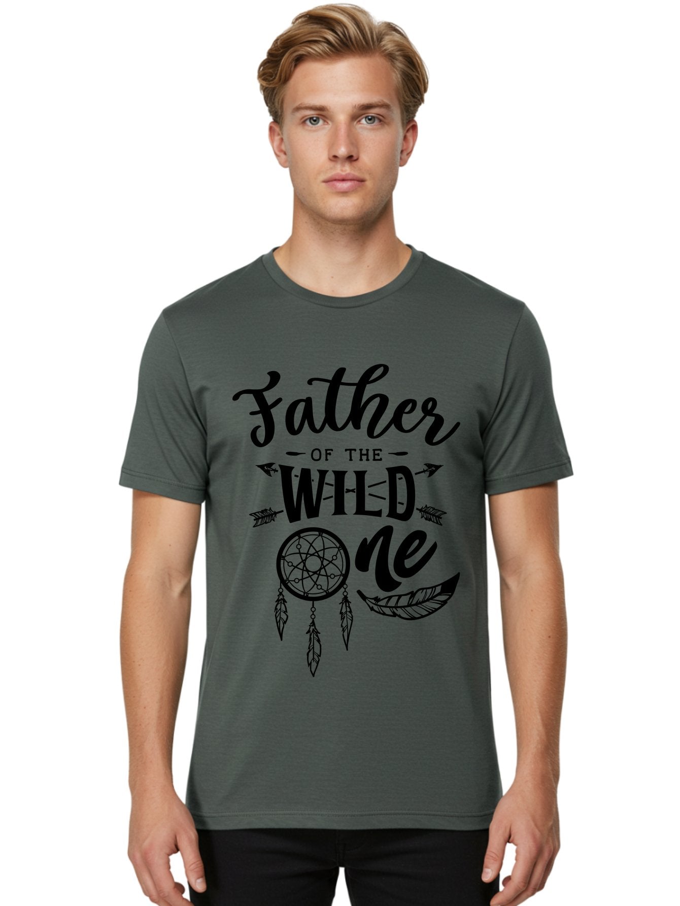 Father Of The Wild One Men'S Graphic Tee, 100% Cotton, Comfortable Casual Summer Wear, Machine Washable, Father'S Day Gift, Wild Child, Dreamcatcher, Bohemian Style, Tribal Design, Feathers, Arrows, Father Of The Wild One Aae279 27