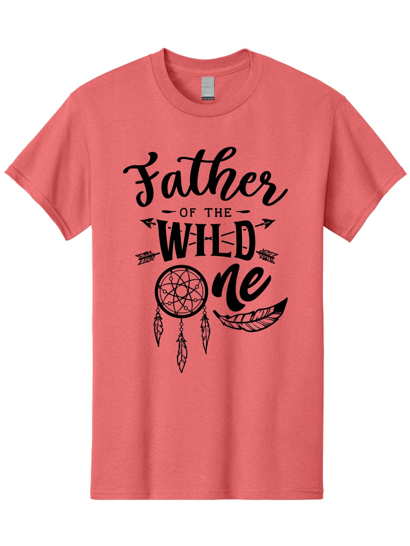 Father Of The Wild One Men'S Graphic Tee, 100% Cotton, Comfortable Casual Summer Wear, Machine Washable, Father'S Day Gift, Wild Child, Dreamcatcher, Bohemian Style, Tribal Design, Feathers, Arrows, Father Of The Wild One Aae279