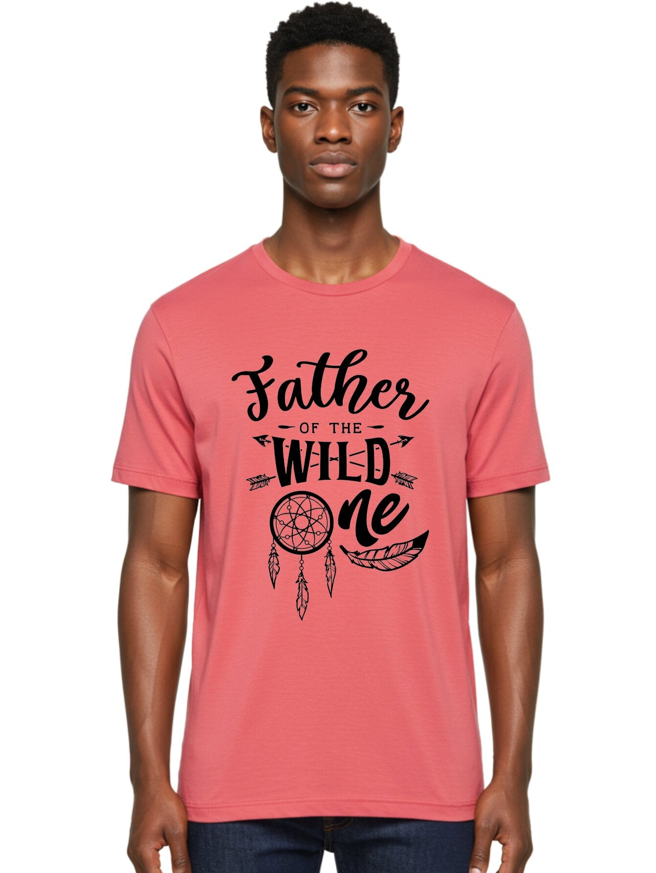 Father Of The Wild One Men'S Graphic Tee, 100% Cotton, Comfortable Casual Summer Wear, Machine Washable, Father'S Day Gift, Wild Child, Dreamcatcher, Bohemian Style, Tribal Design, Feathers, Arrows, Father Of The Wild One Aae279 21