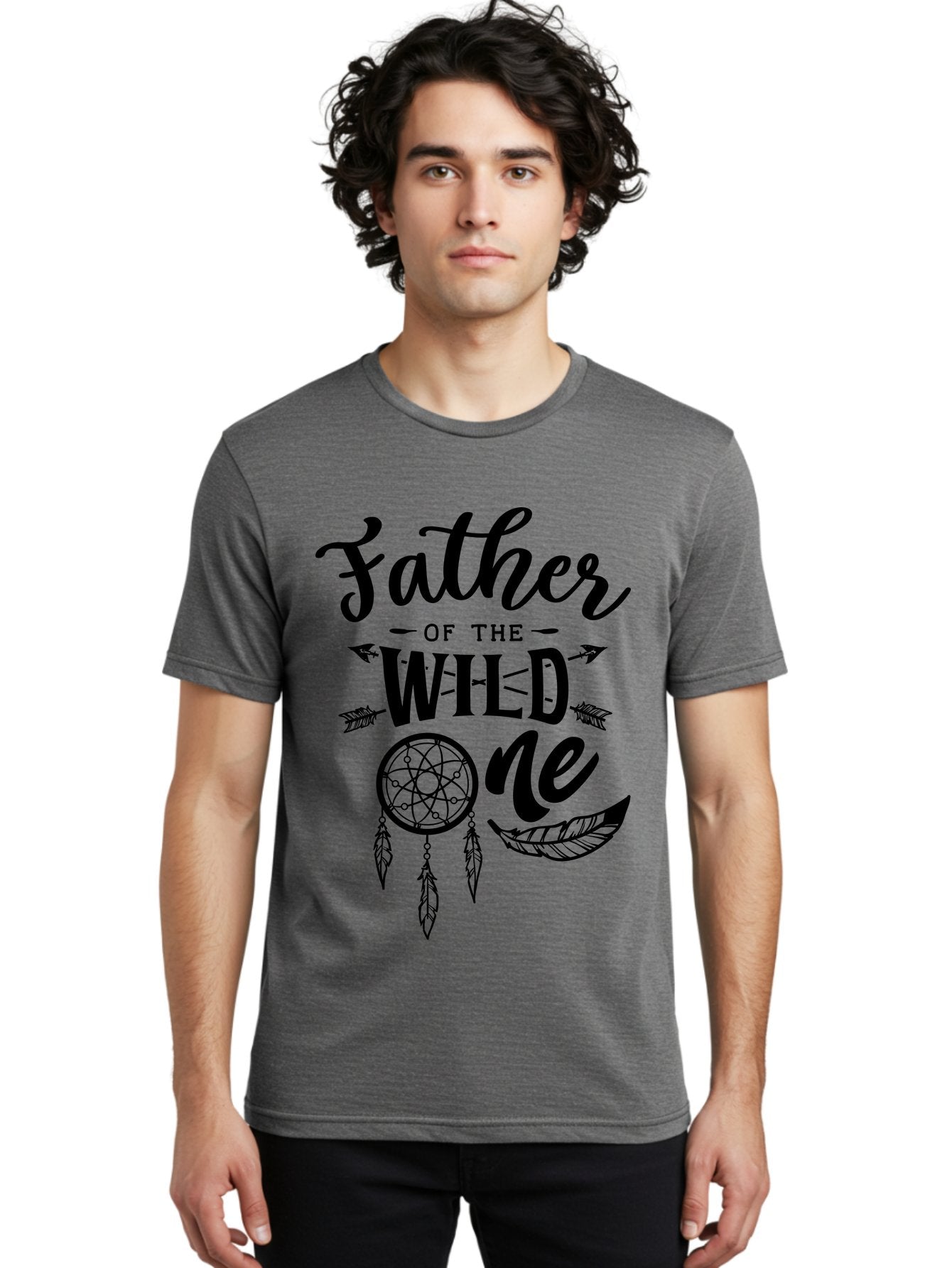Father Of The Wild One Men'S Graphic Tee, 100% Cotton, Comfortable Casual Summer Wear, Machine Washable, Father'S Day Gift, Wild Child, Dreamcatcher, Bohemian Style, Tribal Design, Feathers, Arrows, Father Of The Wild One Aae279 23