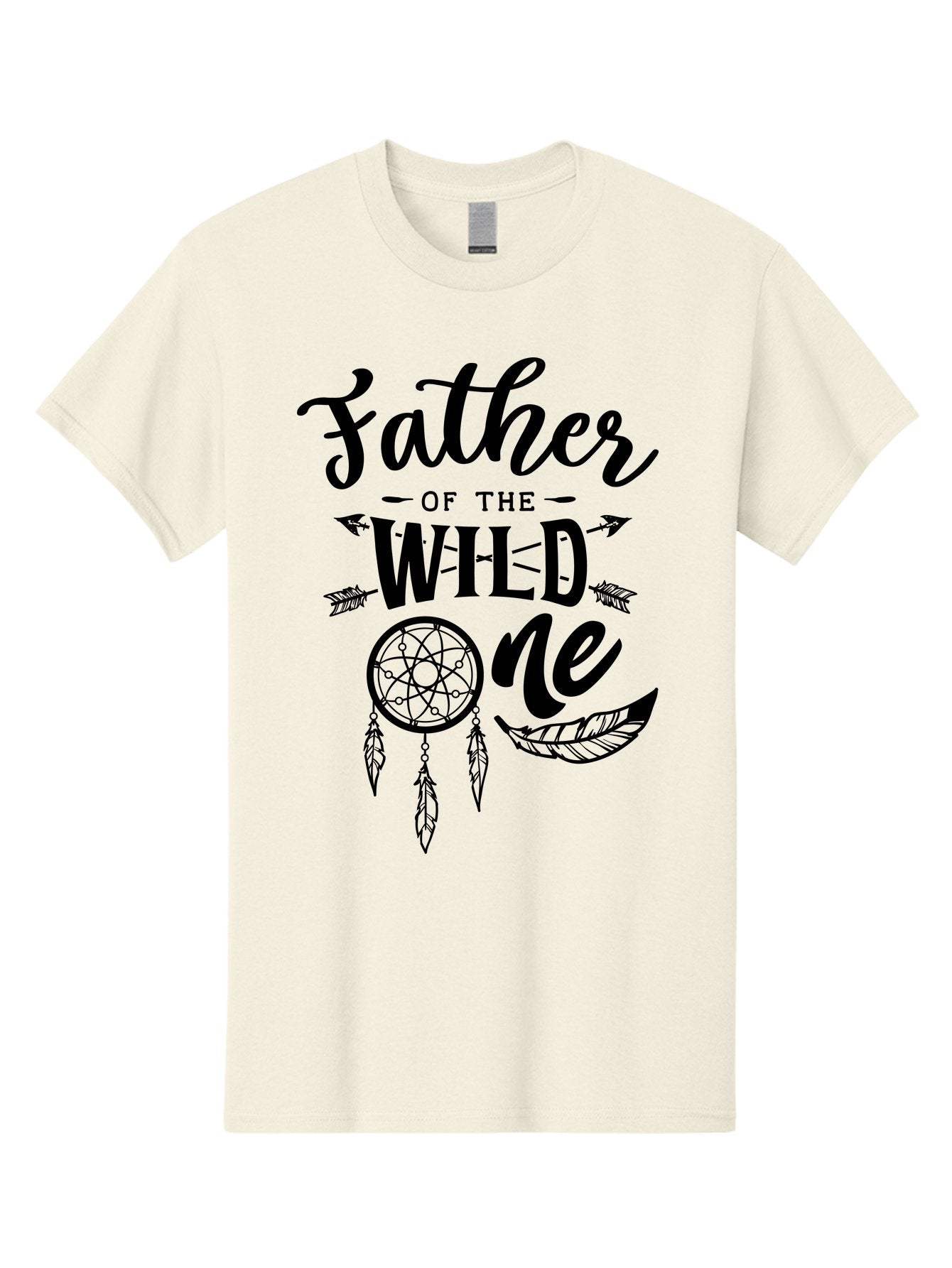 Father Of The Wild One Men'S Graphic Tee, 100% Cotton, Comfortable Casual Summer Wear, Machine Washable, Father'S Day Gift, Wild Child, Dreamcatcher, Bohemian Style, Tribal Design, Feathers, Arrows, Father Of The Wild One Aae279