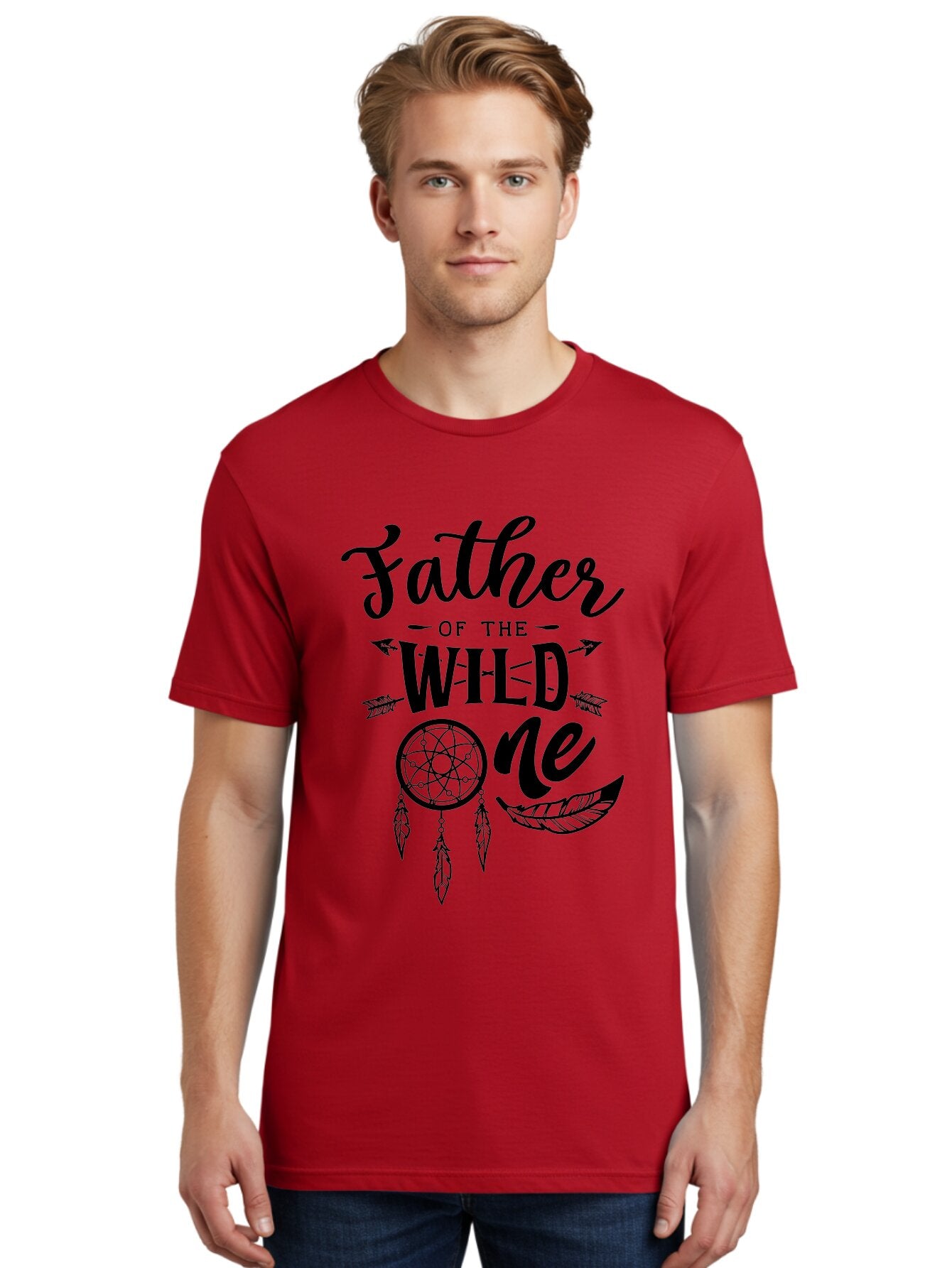 Father Of The Wild One Men'S Graphic Tee, 100% Cotton, Comfortable Casual Summer Wear, Machine Washable, Father'S Day Gift, Wild Child, Dreamcatcher, Bohemian Style, Tribal Design, Feathers, Arrows, Father Of The Wild One Aae279 18