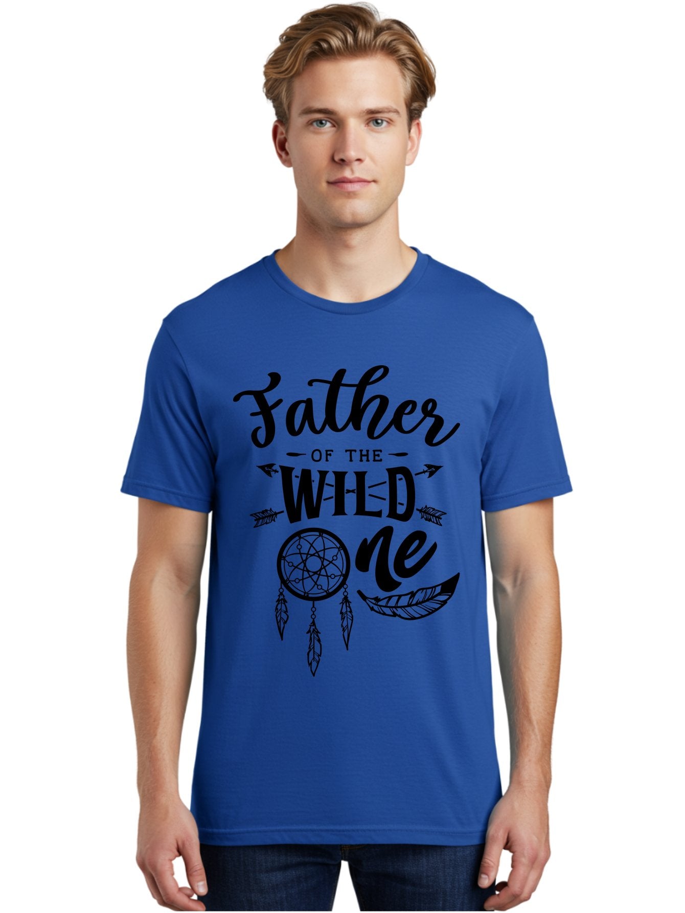 Father Of The Wild One Men'S Graphic Tee, 100% Cotton, Comfortable Casual Summer Wear, Machine Washable, Father'S Day Gift, Wild Child, Dreamcatcher, Bohemian Style, Tribal Design, Feathers, Arrows, Father Of The Wild One Aae279 29