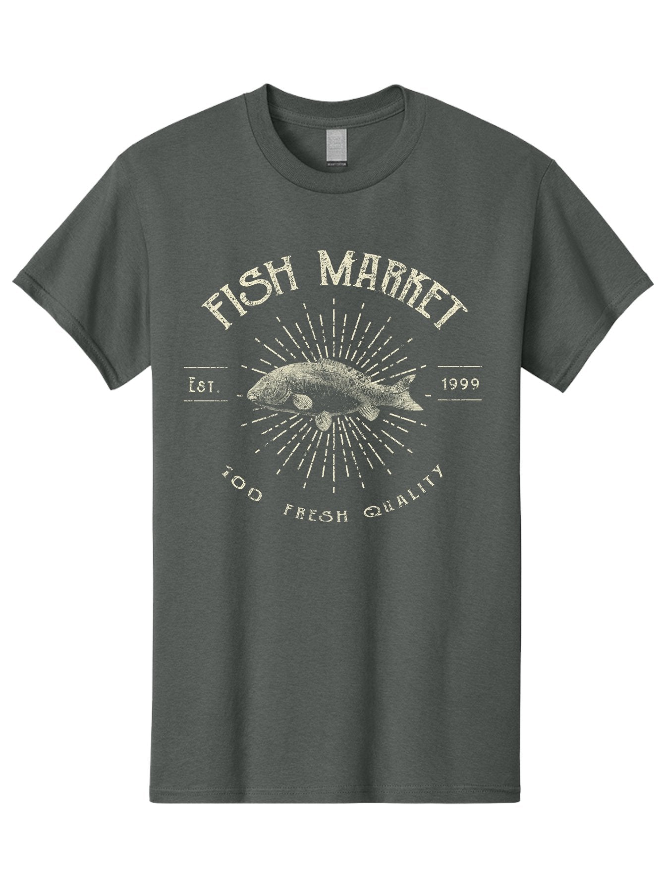 Fish Market -Men Men'S Graphic Tee, 100% Cotton, Comfortable Casual Summer Wear, Machine Washable, Fish Market Logo, Stylized Fish Design, Quality Seafood, Fresh Catch, Market Branding, 1999 Establishment, Food Freshness, Market Identity Aae281 12