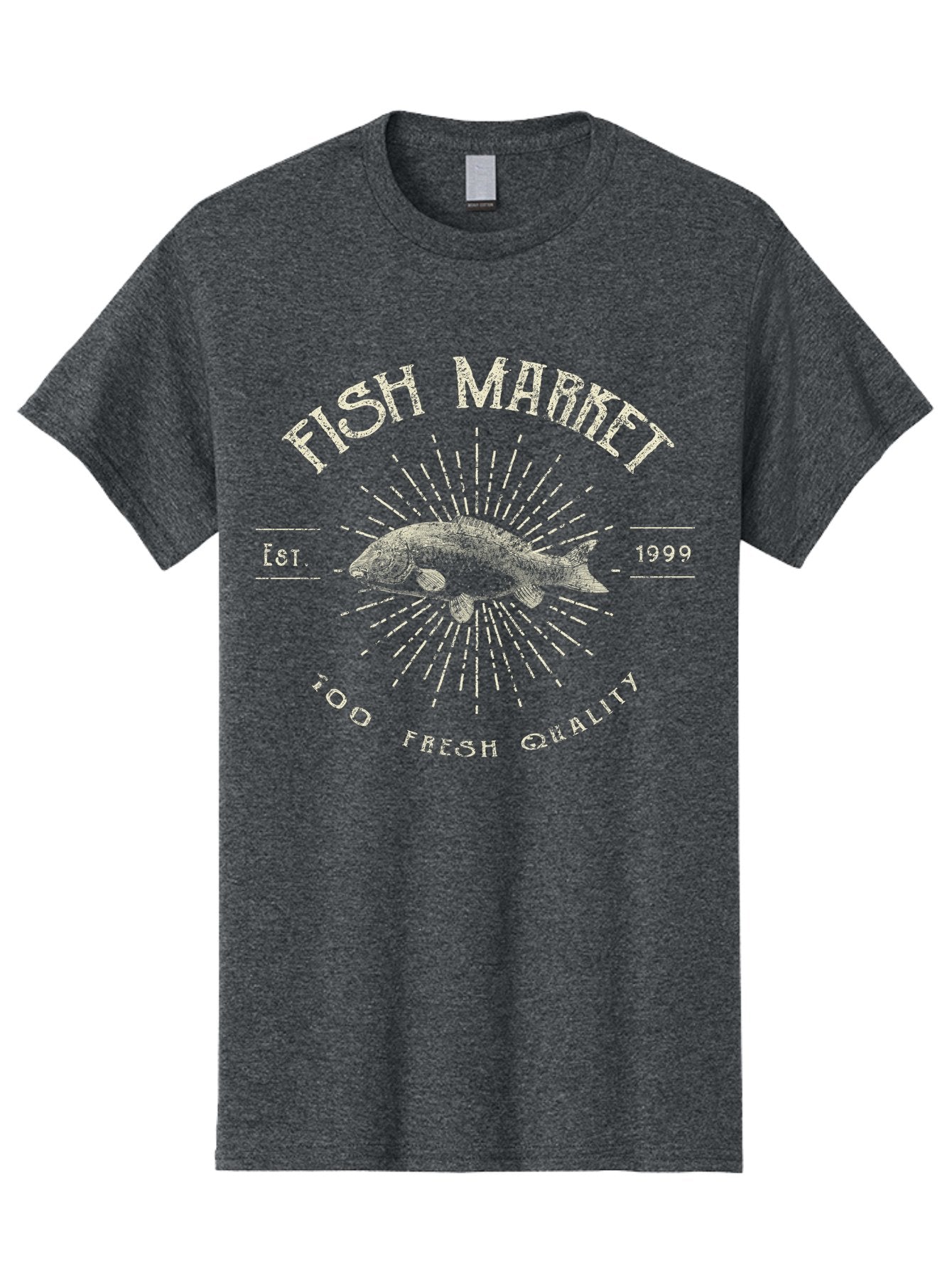 Fish Market -Men Men'S Graphic Tee, 100% Cotton, Comfortable Casual Summer Wear, Machine Washable, Fish Market Logo, Stylized Fish Design, Quality Seafood, Fresh Catch, Market Branding, 1999 Establishment, Food Freshness, Market Identity Aae281 6