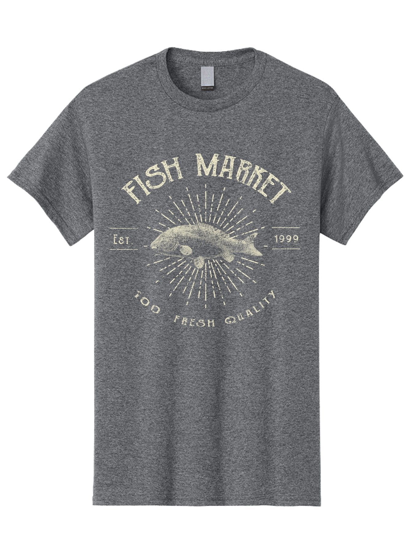 Fish Market -Men Men'S Graphic Tee, 100% Cotton, Comfortable Casual Summer Wear, Machine Washable, Fish Market Logo, Stylized Fish Design, Quality Seafood, Fresh Catch, Market Branding, 1999 Establishment, Food Freshness, Market Identity Aae281 5