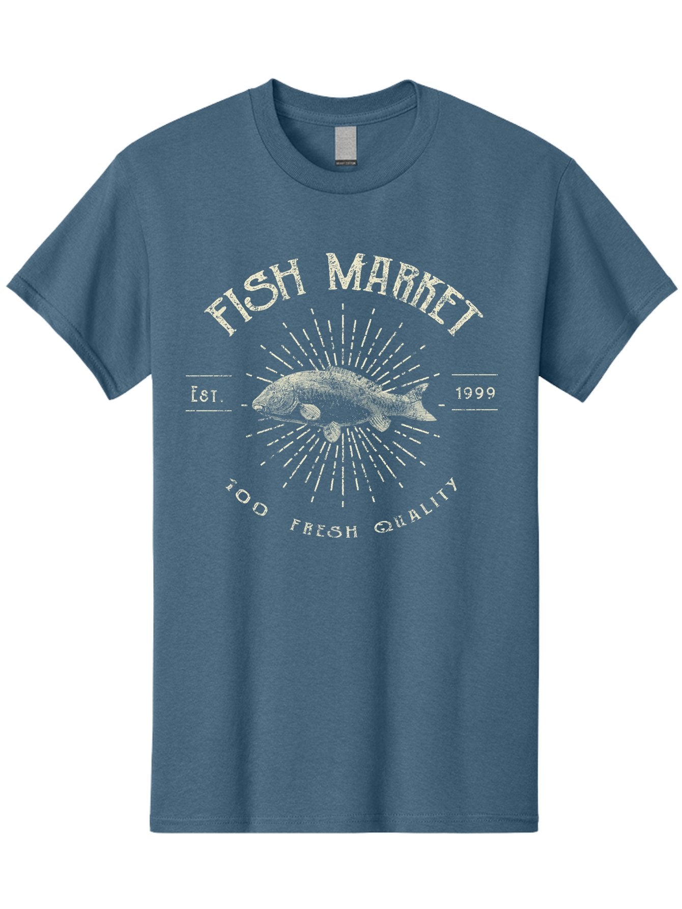 Fish Market -Men Men'S Graphic Tee, 100% Cotton, Comfortable Casual Summer Wear, Machine Washable, Fish Market Logo, Stylized Fish Design, Quality Seafood, Fresh Catch, Market Branding, 1999 Establishment, Food Freshness, Market Identity Aae281 14