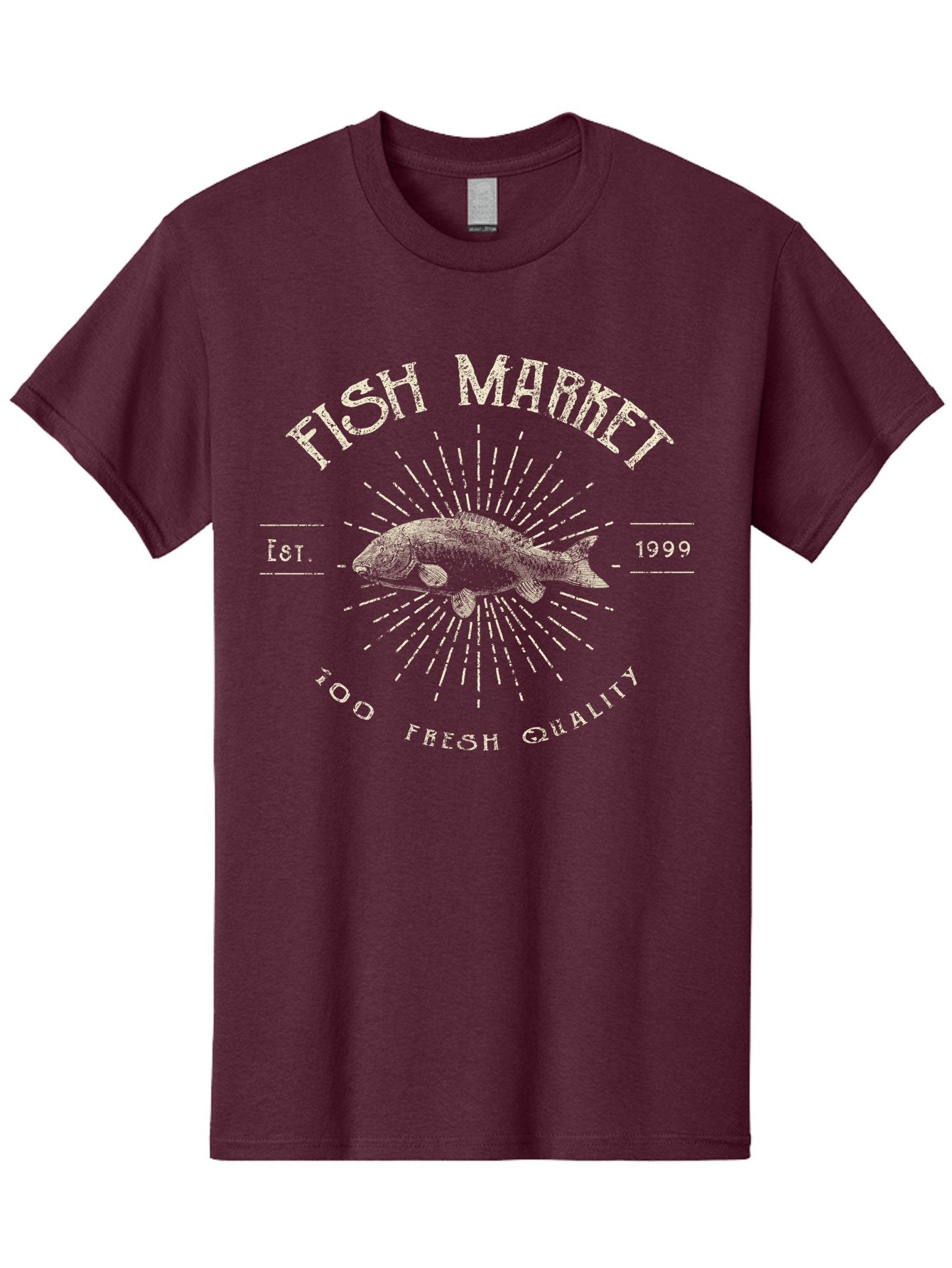 Fish Market -Men Men'S Graphic Tee, 100% Cotton, Comfortable Casual Summer Wear, Machine Washable, Fish Market Logo, Stylized Fish Design, Quality Seafood, Fresh Catch, Market Branding, 1999 Establishment, Food Freshness, Market Identity Aae281 15