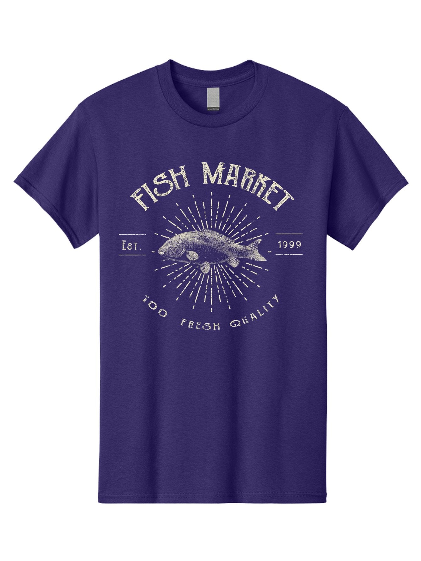 Fish Market -Men Men'S Graphic Tee, 100% Cotton, Comfortable Casual Summer Wear, Machine Washable, Fish Market Logo, Stylized Fish Design, Quality Seafood, Fresh Catch, Market Branding, 1999 Establishment, Food Freshness, Market Identity Aae281 3