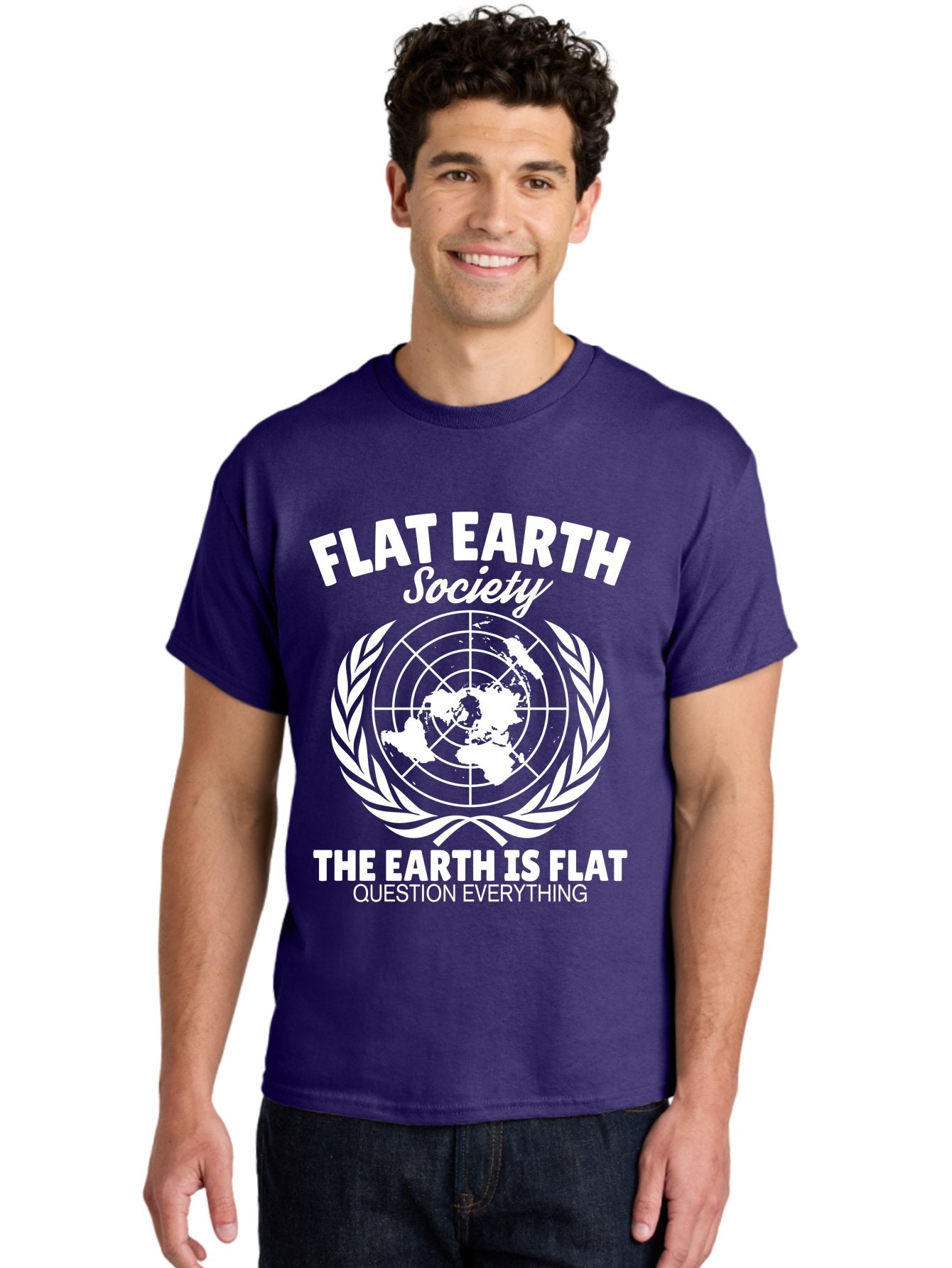 Flat Earth Society -Men Men'S Graphic Tee, 100% Cotton, Comfortable Casual Summer Wear, Machine Washable, Flat Earth Theory, Conspiracy, Alternative Facts, Earth Is Flat, Question Everything Aae282 28