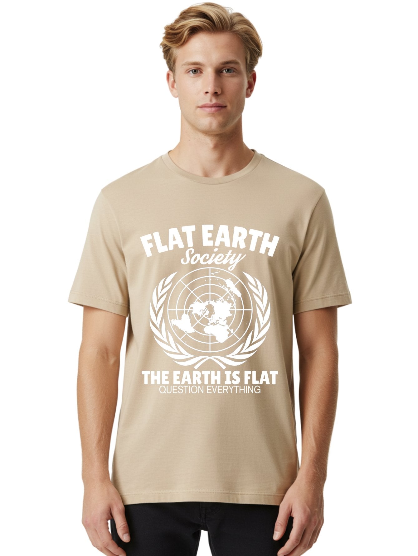 Flat Earth Society -Men Men'S Graphic Tee, 100% Cotton, Comfortable Casual Summer Wear, Machine Washable, Flat Earth Theory, Conspiracy, Alternative Facts, Earth Is Flat, Question Everything Aae282 18