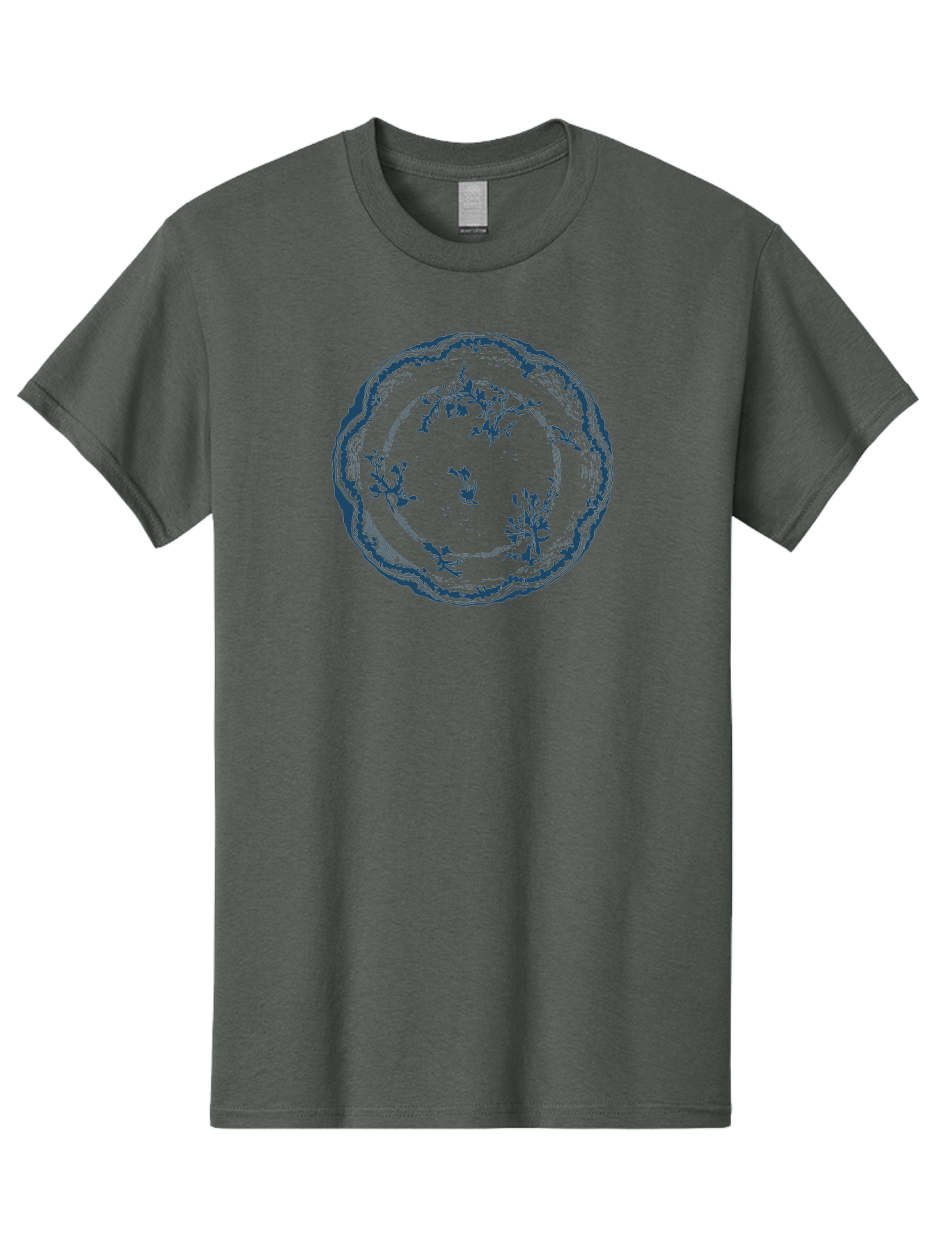 Floral Vintage Plate Men'S Graphic Tee, 100% Cotton, Comfortable Casual Summer Wear, Machine Washable, Floral Plate, Blue Floral Pattern, Decorative Plate, Vintage Design, Fine China, Dinnerware, Blue And Green Hues, Elegant Table Setting, Aae284 19