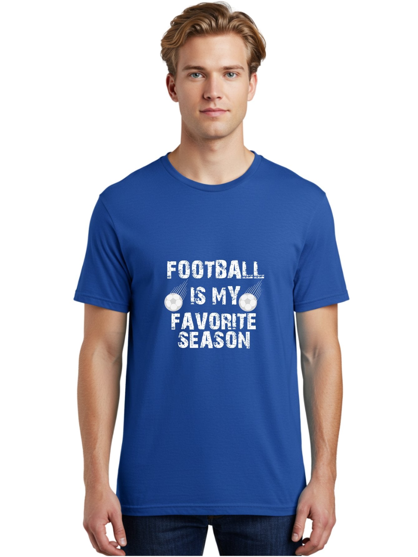 Football Is My Favorite Men'S Graphic Tee, 100% Cotton, Comfortable Casual Summer Wear, Machine Washable, Football, Favorite Season, Sports, Nfl, American Football, Football Text, Grid Graphic, Grunge, Sports Text, Game Day Aae290 23