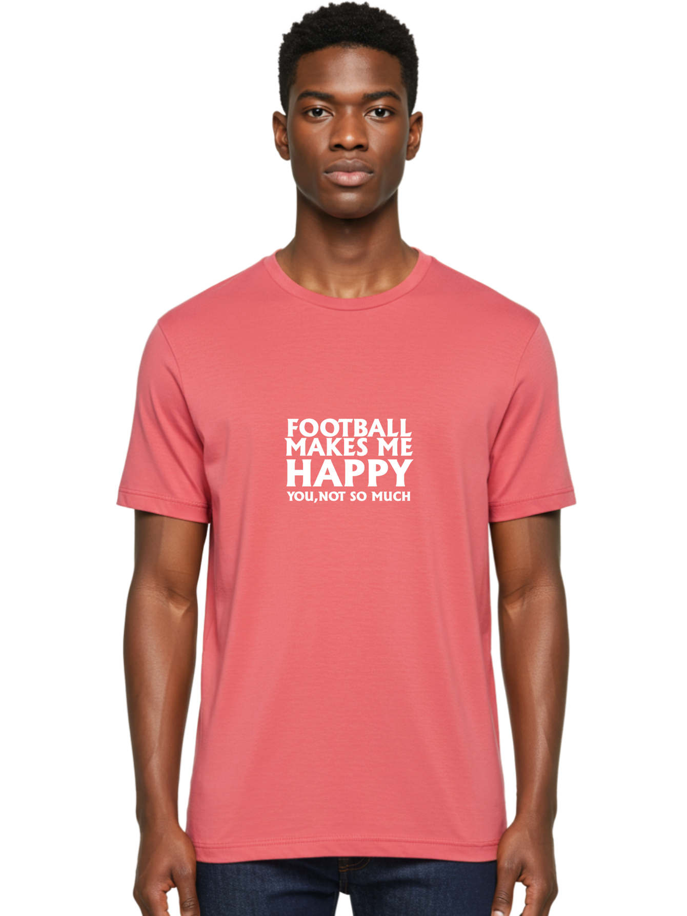 Football Makes Me Happy Men'S Graphic Tee, 100% Cotton, Comfortable Casual Summer Wear, Machine Washable, Funny Football Quotes, Football Humor, Happy Football Fans, Sarcastic Sports Quotes, Playful Football Sayings, Team Spirit Aae291 4