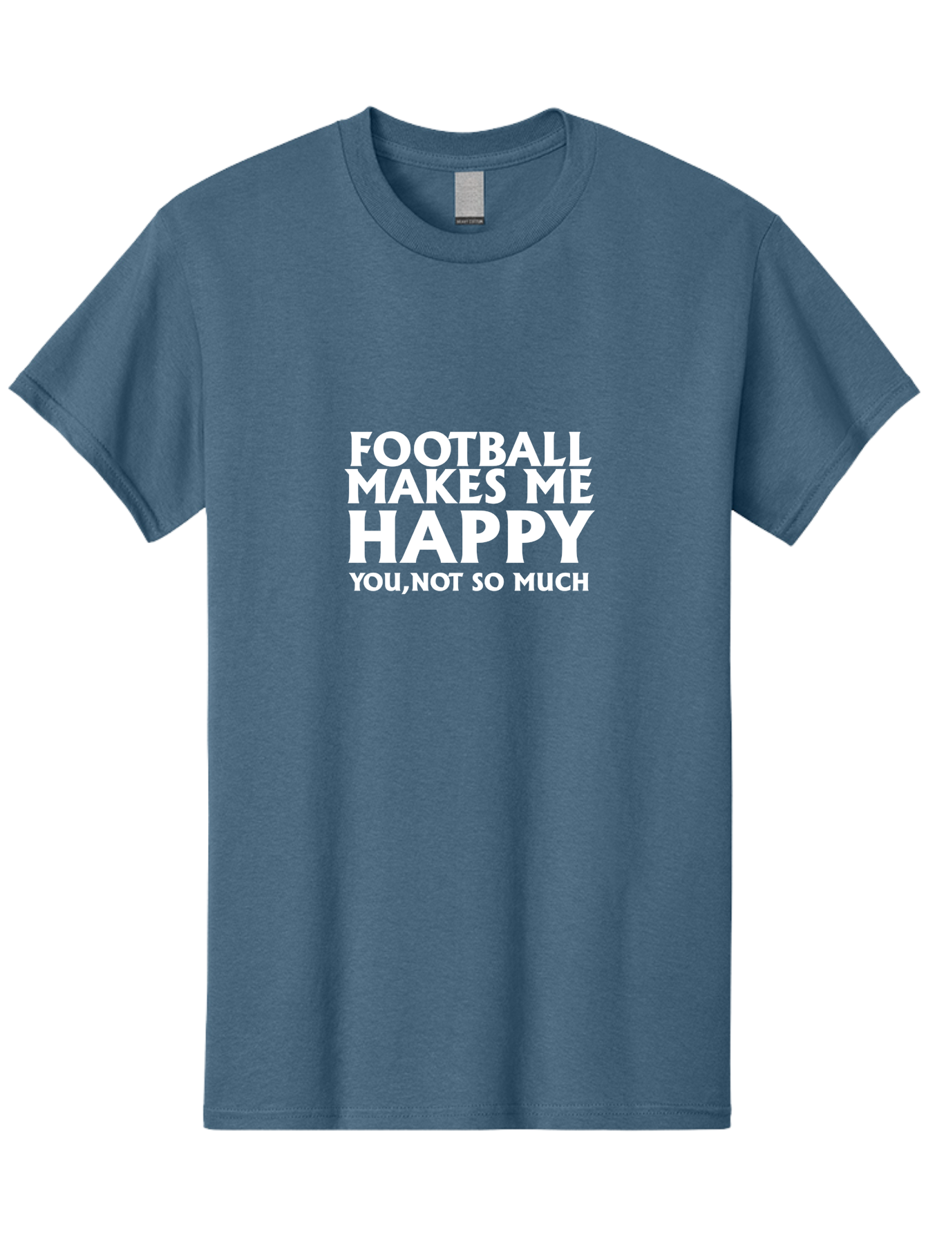 Football Makes Me Happy Men'S Graphic Tee, 100% Cotton, Comfortable Casual Summer Wear, Machine Washable, Funny Football Quotes, Football Humor, Happy Football Fans, Sarcastic Sports Quotes, Playful Football Sayings, Team Spirit Aae291