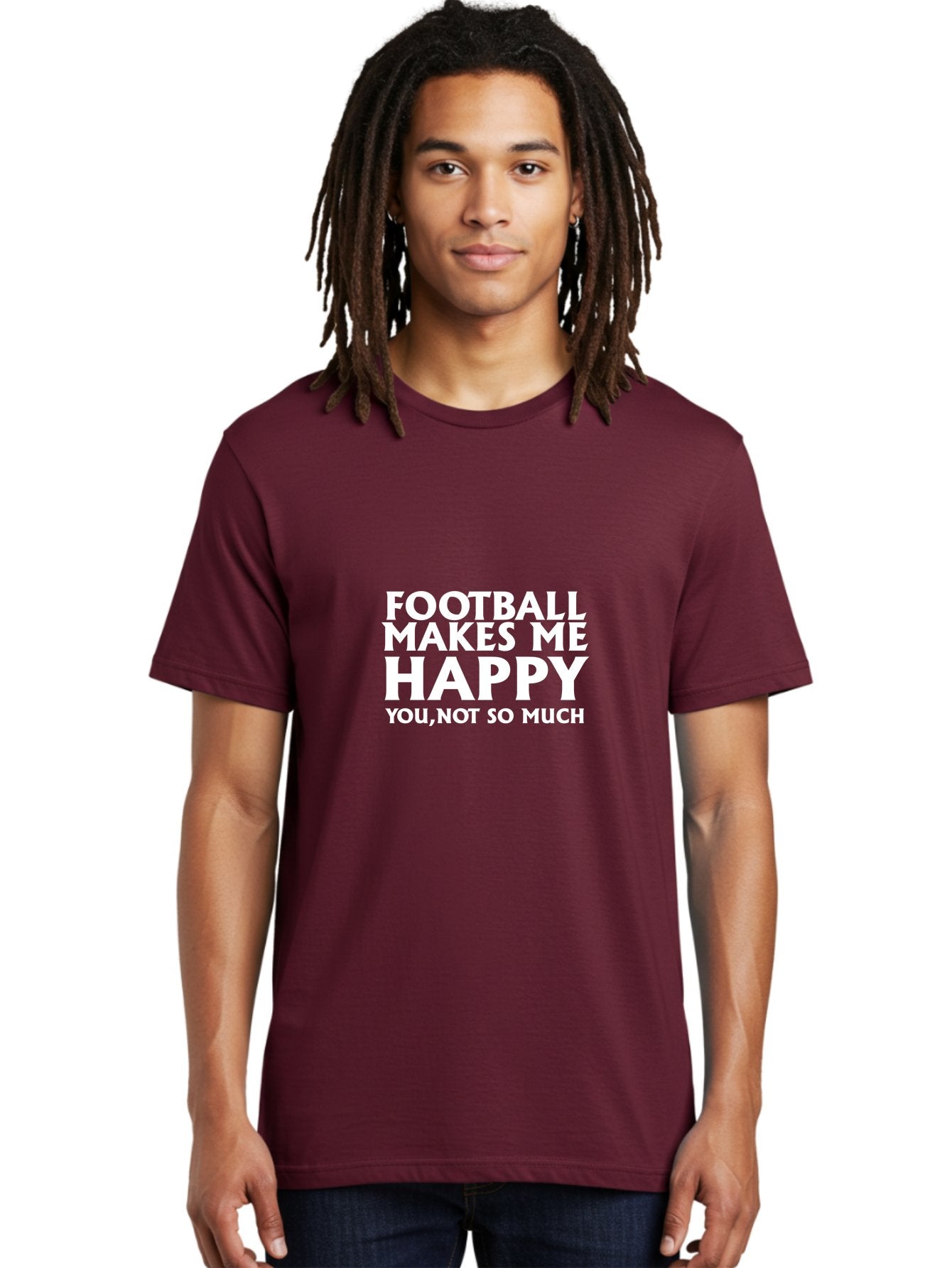 Football Makes Me Happy Men'S Graphic Tee, 100% Cotton, Comfortable Casual Summer Wear, Machine Washable, Funny Football Quotes, Football Humor, Happy Football Fans, Sarcastic Sports Quotes, Playful Football Sayings, Team Spirit Aae291 18