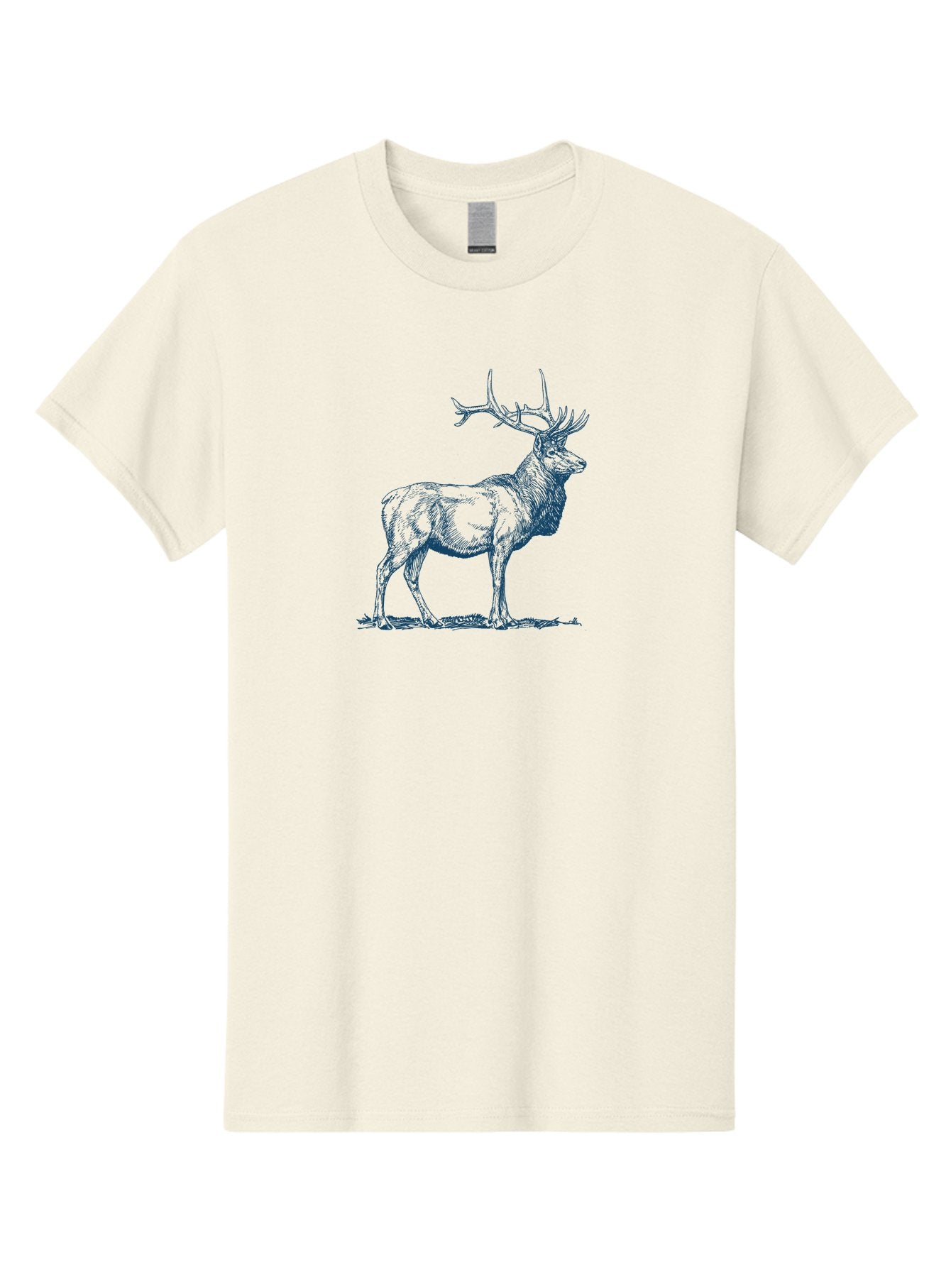 Forest King Stag Men'S Graphic Tee, 100% Cotton, Comfortable Casual Summer Wear, Machine Washable, Elk With Antlers, Wildlife Art, Hand-Drawn Illustration, Majestic Animal, Forest Creature, Nature Illustration, Detailed Drawing, Aae294 4
