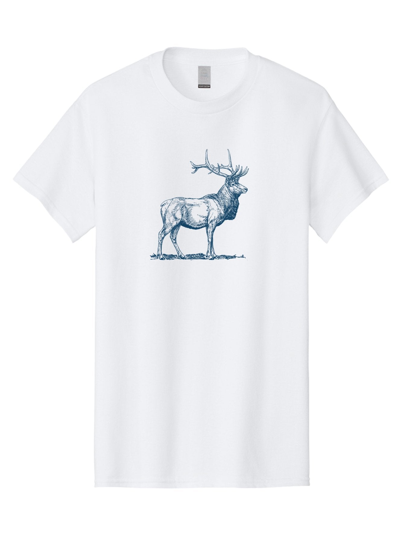 Forest King Stag Men'S Graphic Tee, 100% Cotton, Comfortable Casual Summer Wear, Machine Washable, Elk With Antlers, Wildlife Art, Hand-Drawn Illustration, Majestic Animal, Forest Creature, Nature Illustration, Detailed Drawing, Aae294 7