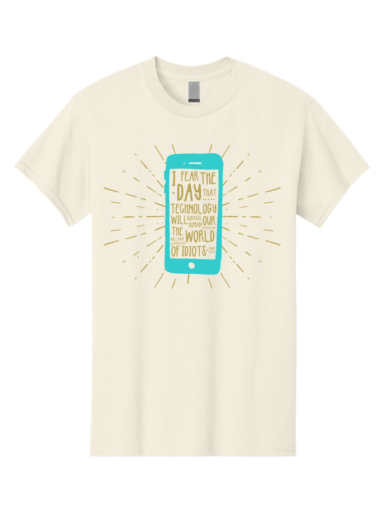 Generation Y Men'S Graphic Tee, 100% Cotton, Comfortable Casual Summer Wear, Machine Washable, Smartphone With Quote, Technology Concern, Future Anxiety, Innovation Impact, Digital Age, Social Commentary, Wise Words, Thought-Provoking Message Aae300 23