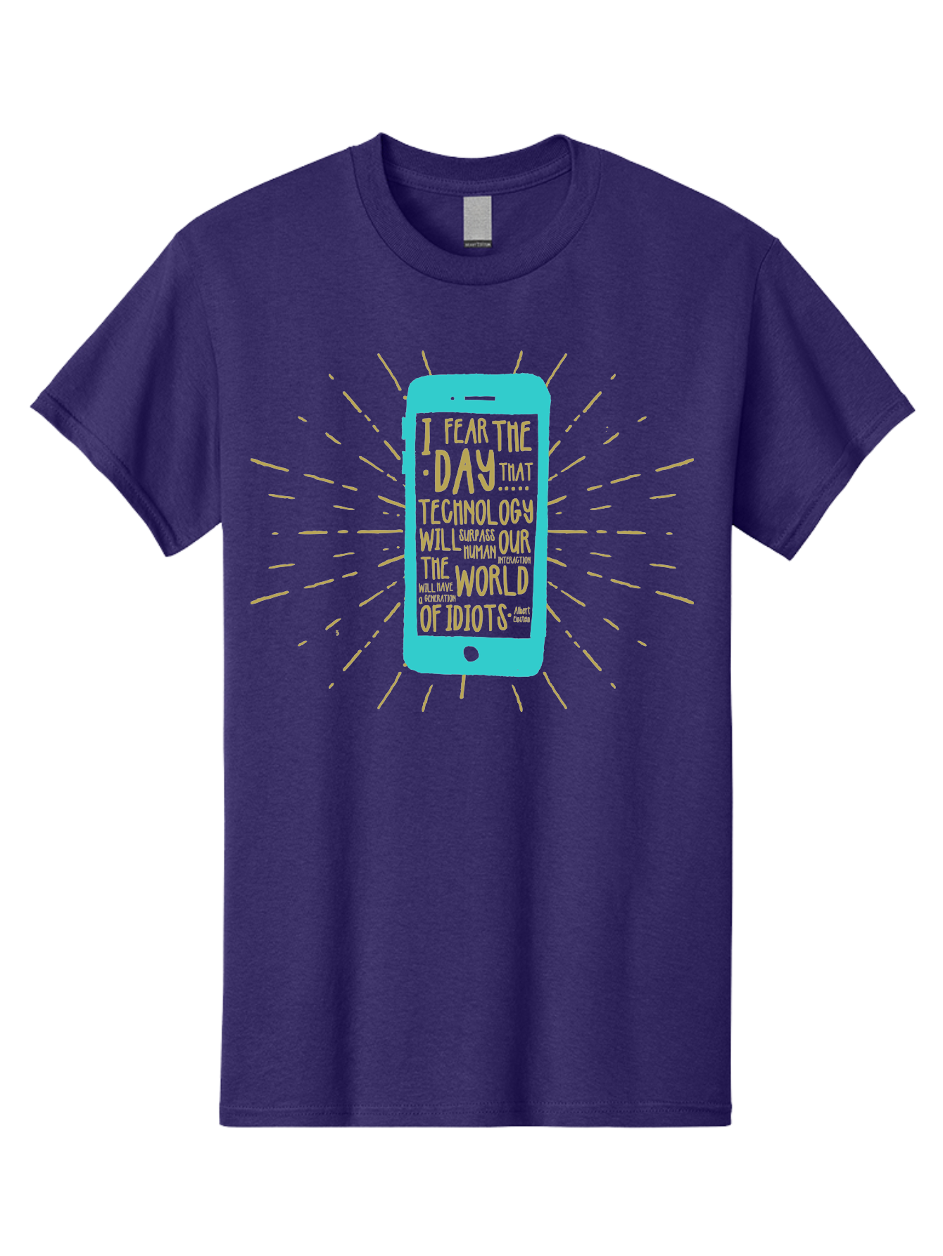 Generation Y Men'S Graphic Tee, 100% Cotton, Comfortable Casual Summer Wear, Machine Washable, Smartphone With Quote, Technology Concern, Future Anxiety, Innovation Impact, Digital Age, Social Commentary, Wise Words, Thought-Provoking Message Aae300